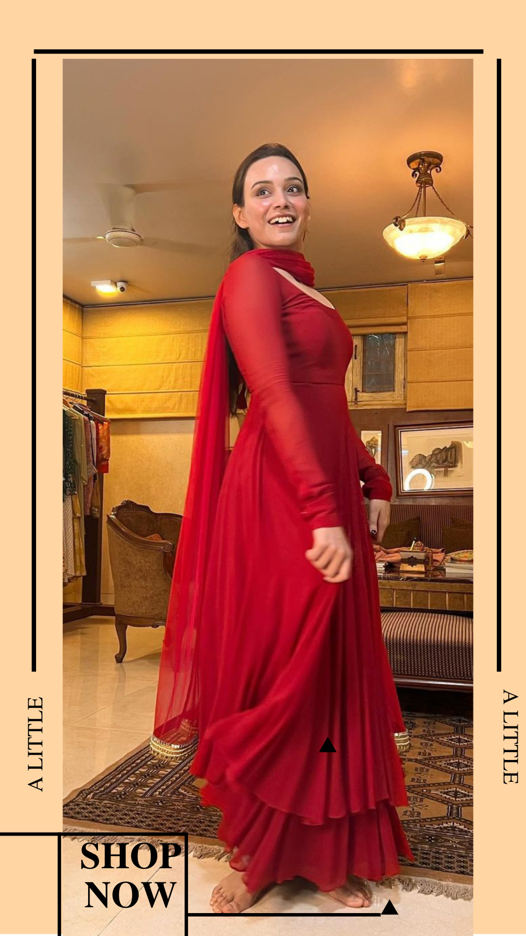 Red 2-Layer Faux Blooming Anarkali Suit Set with Dupatta