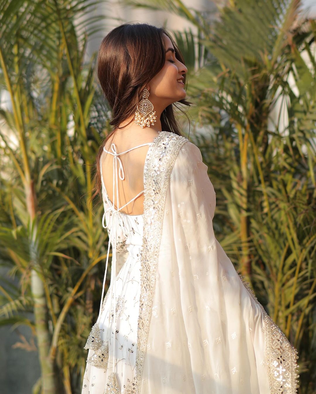 White Embroidered Georgette Anarkali Set