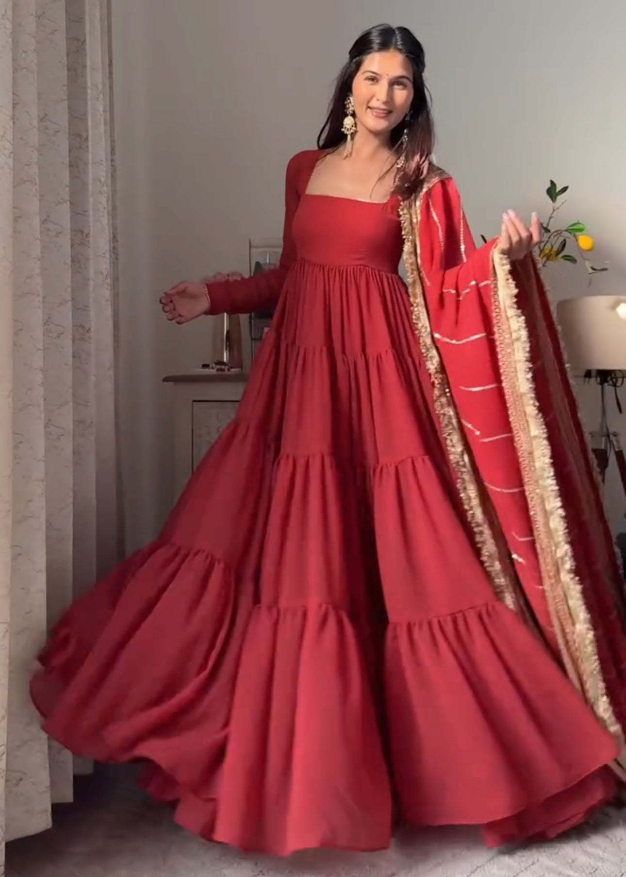 Royal Purple 17-Meter Flair Anarkali Dress