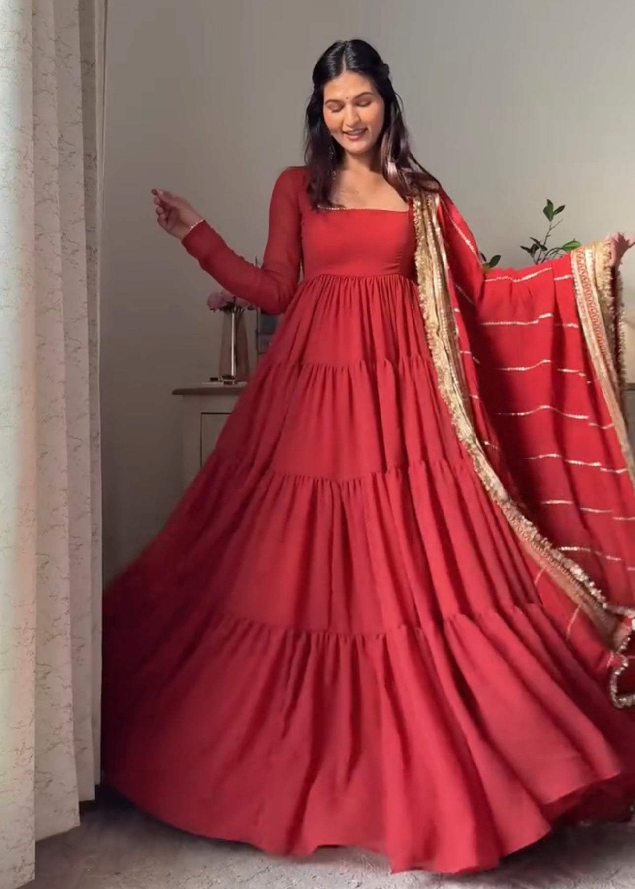 Royal Purple 17-Meter Flair Anarkali Dress