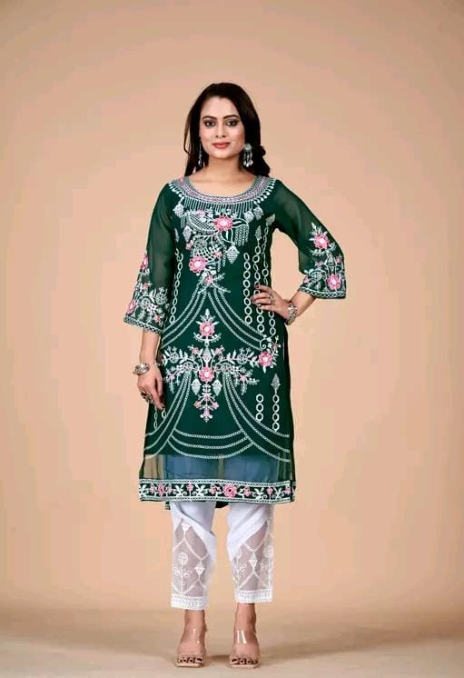 NEW DESIGNER FLORAL PRINT EMBROIDERY KURTA SETS
