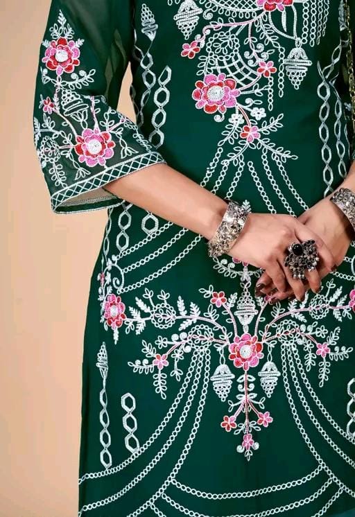 NEW DESIGNER FLORAL PRINT EMBROIDERY KURTA SETS