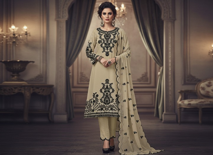 💛 Light Yellow & Black Elegant Embroidery Set