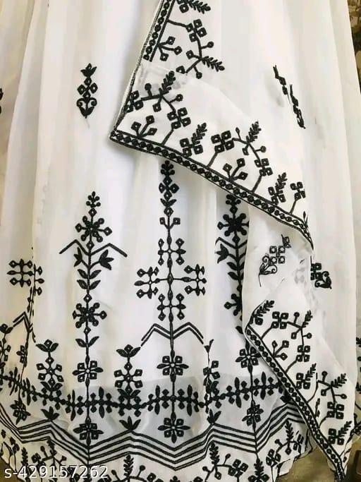 White Embroidered Anarkali Suit Set With Dupatta