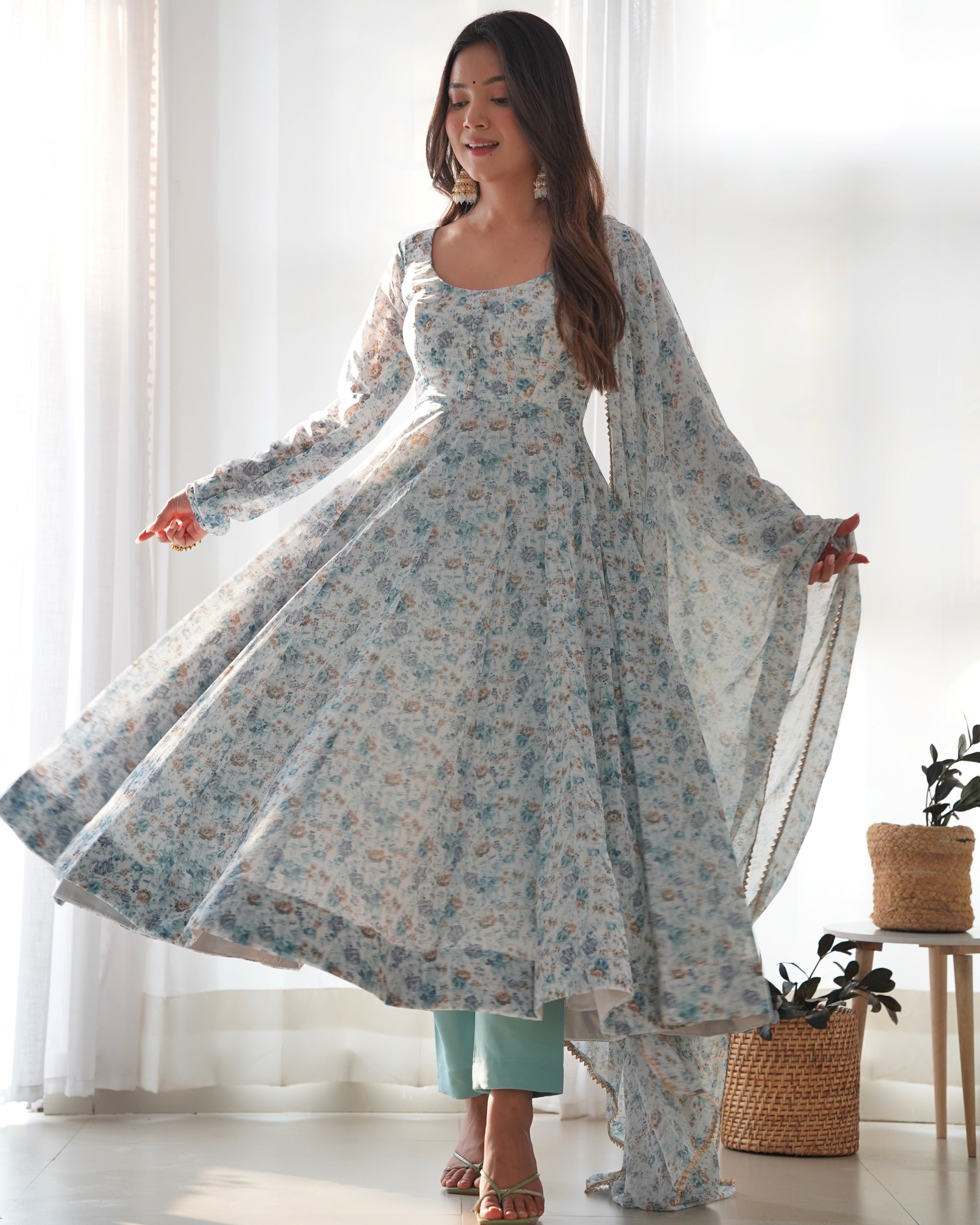 Premium Quality Silk Gown Anarkali Suit Set