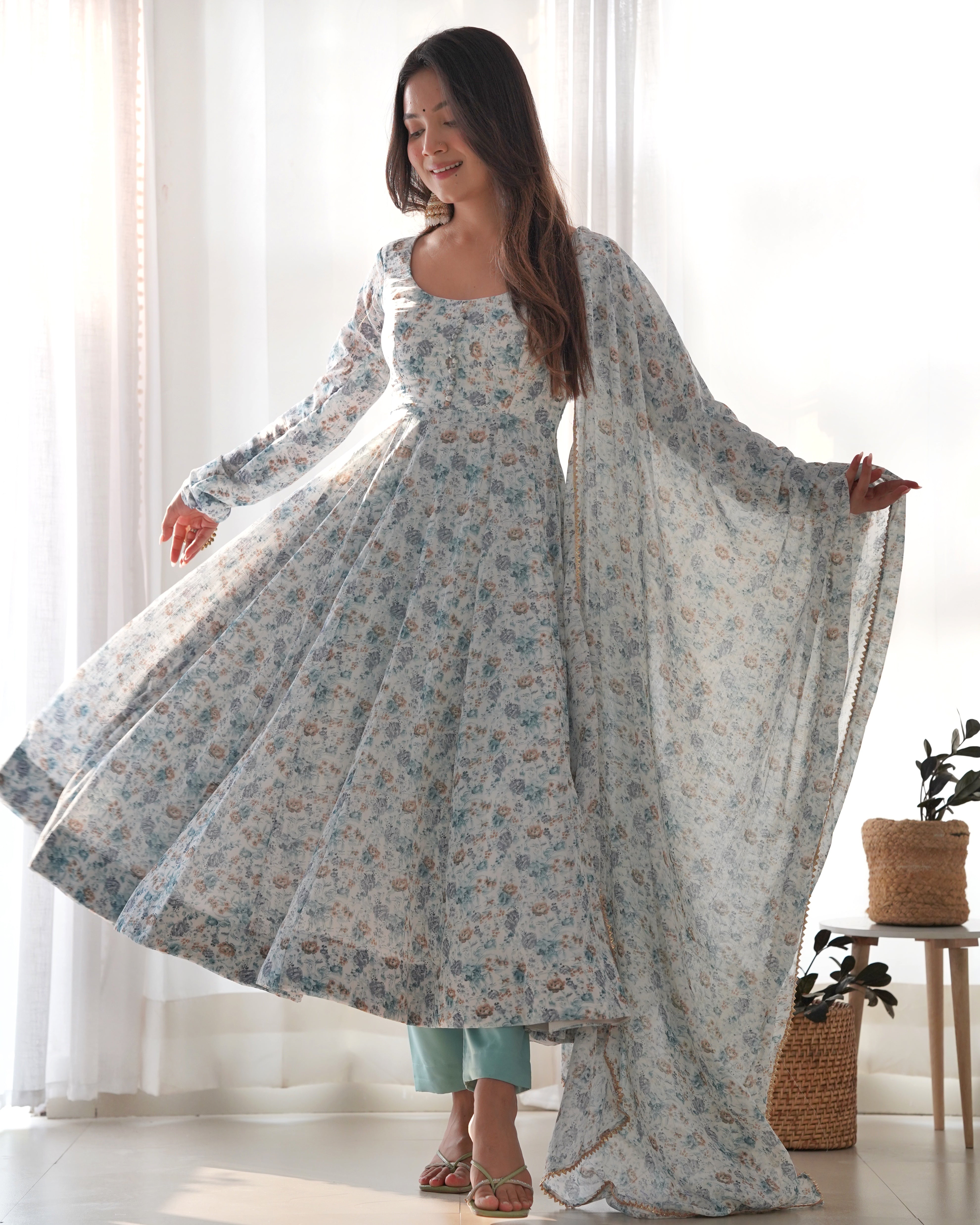 Premium Quality Silk Gown Anarkali Suit Set
