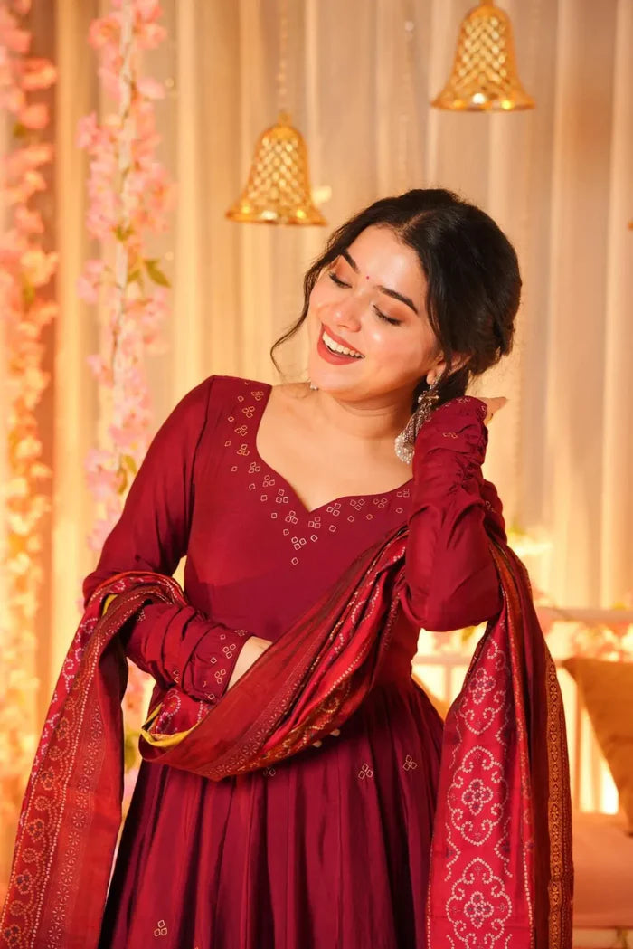 Madhuri's Premium Cotton Anarkali Suit Set With Plazzo