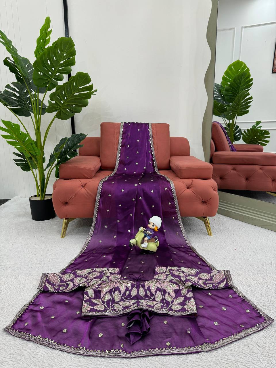 Beautiful Designer Saree On Jimmy Chu Febric and Different Colors