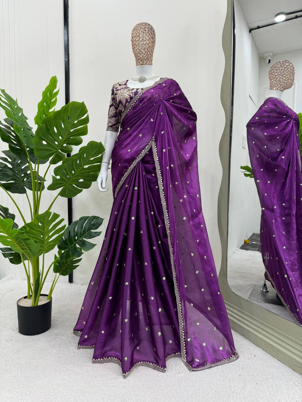 Beautiful Designer Saree On Jimmy Chu Febric and Different Colors