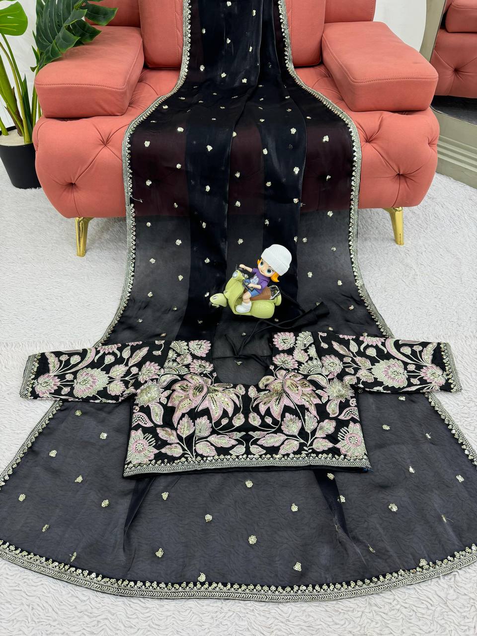 Beautiful Designer Saree On Jimmy Chu Febric and Different Colors