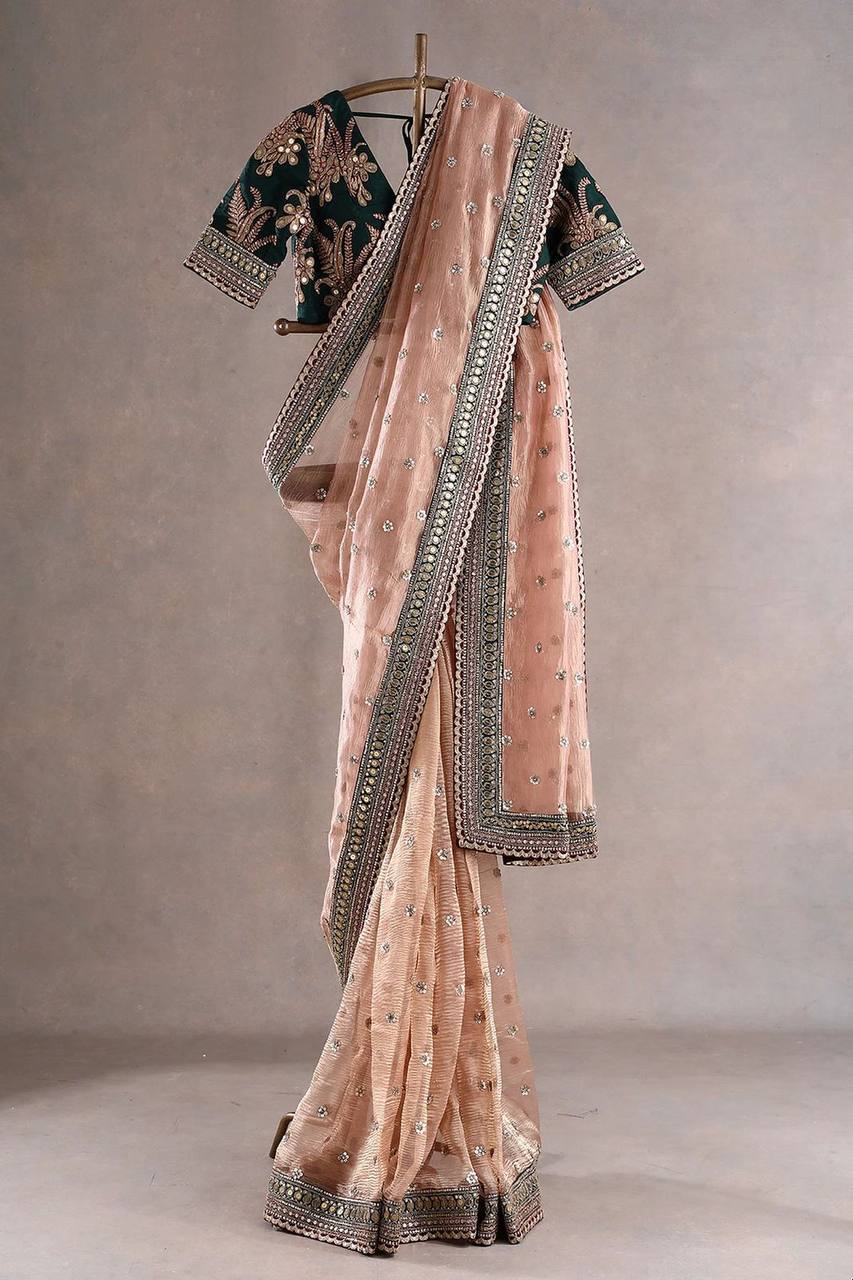 Beautiful Designer Saree on Twil Net Febric Thred & Sequnce work and Blouse on Mono Benglori Silk