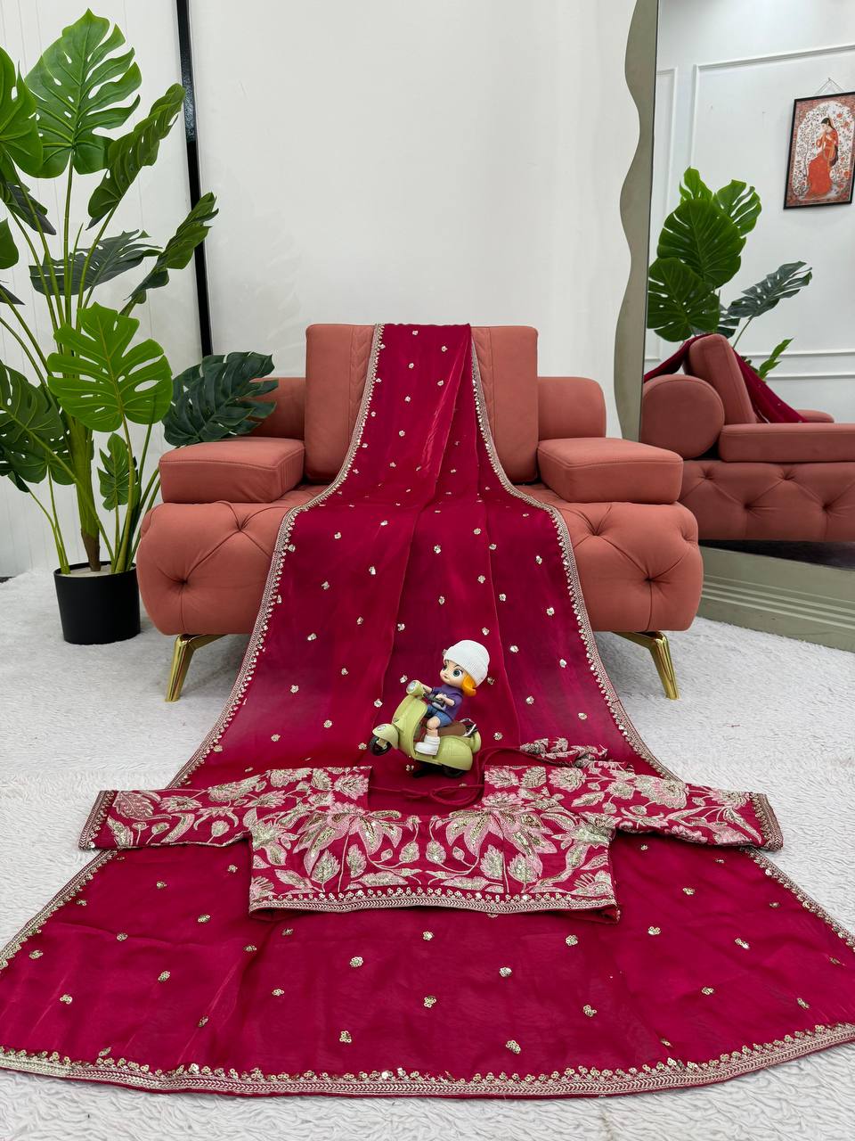 Beautiful Designer Saree On Jimmy Chu Febric and Different Colors