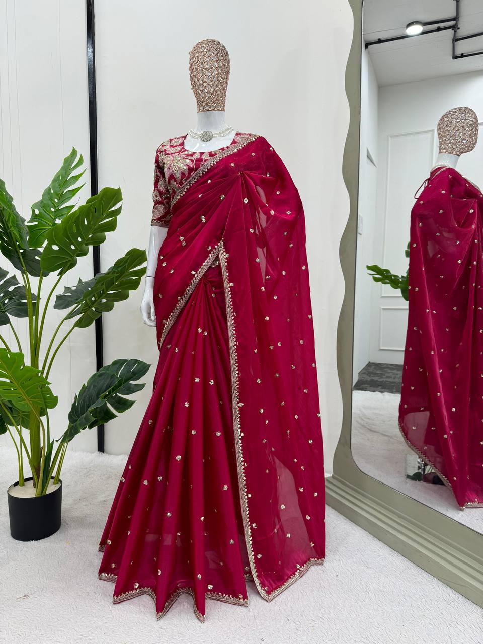 Beautiful Designer Saree On Jimmy Chu Febric and Different Colors