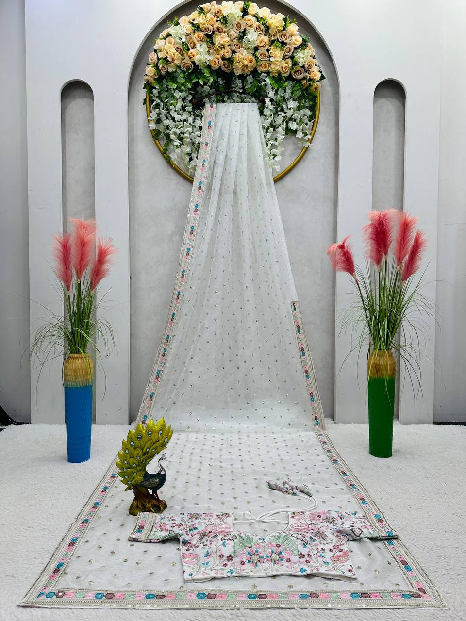 New Designer Saree on Havy Organza Silk Febric with Thred