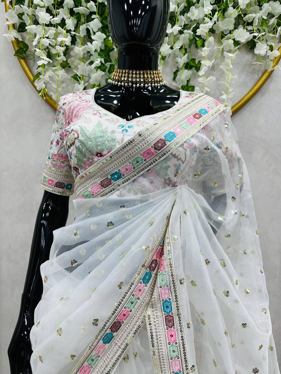 New Designer Saree on Havy Organza Silk Febric with Thred