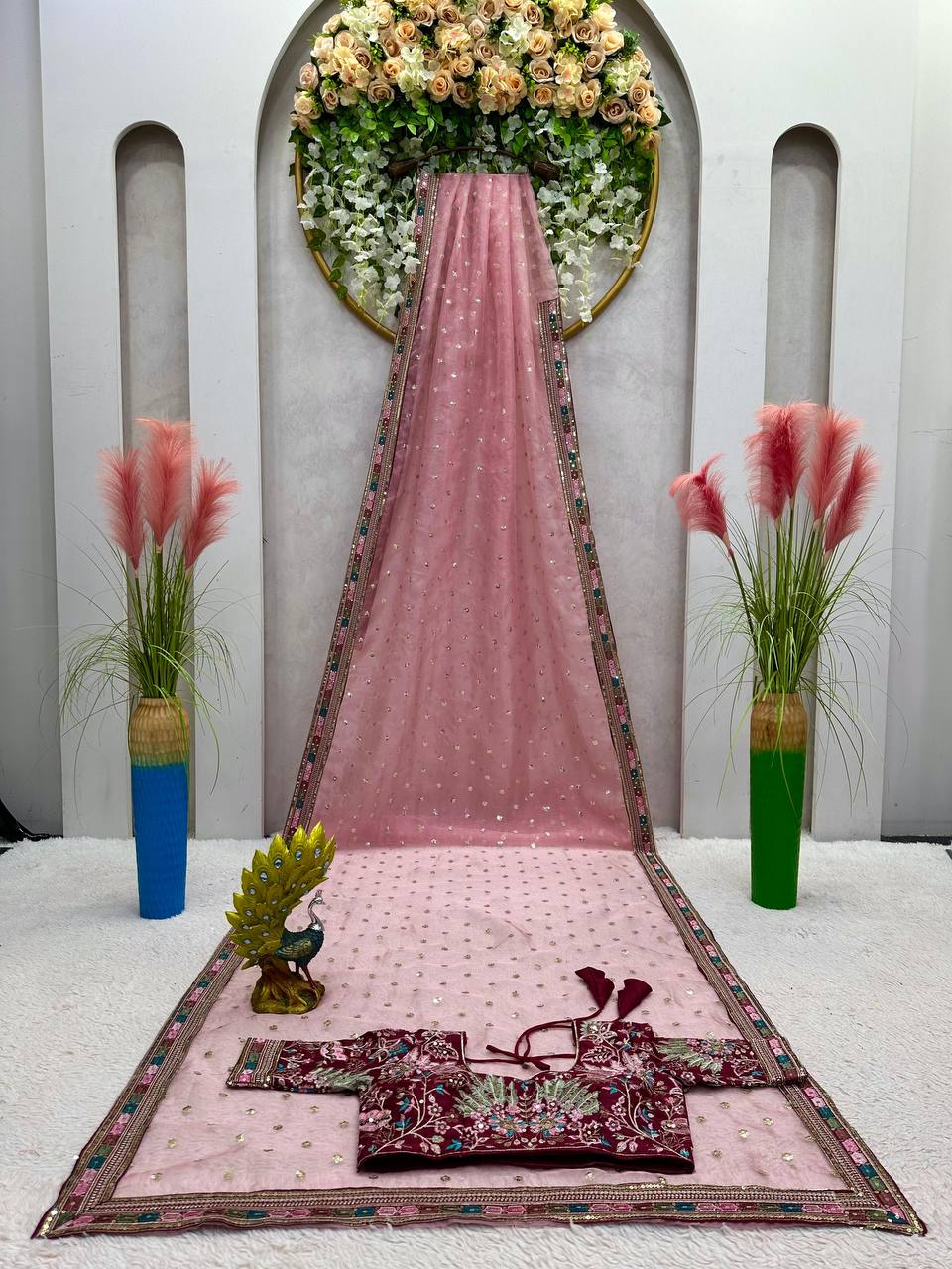 New Designer Saree on Havy Organza Silk Febric with Thred