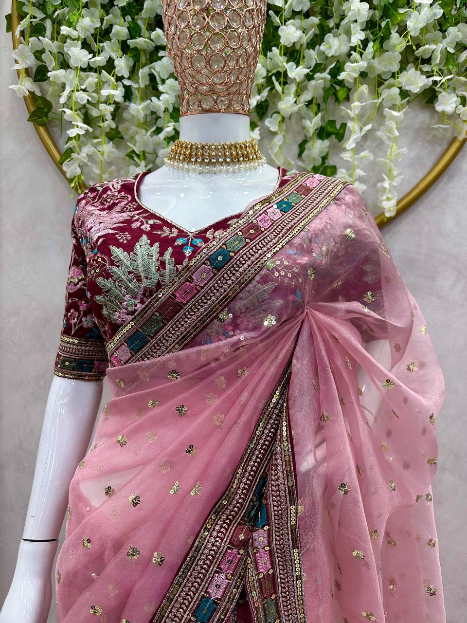 New Designer Saree on Havy Organza Silk Febric with Thred