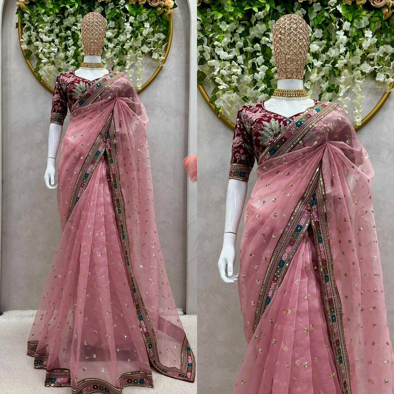 New Designer Saree on Havy Organza Silk Febric with Thred