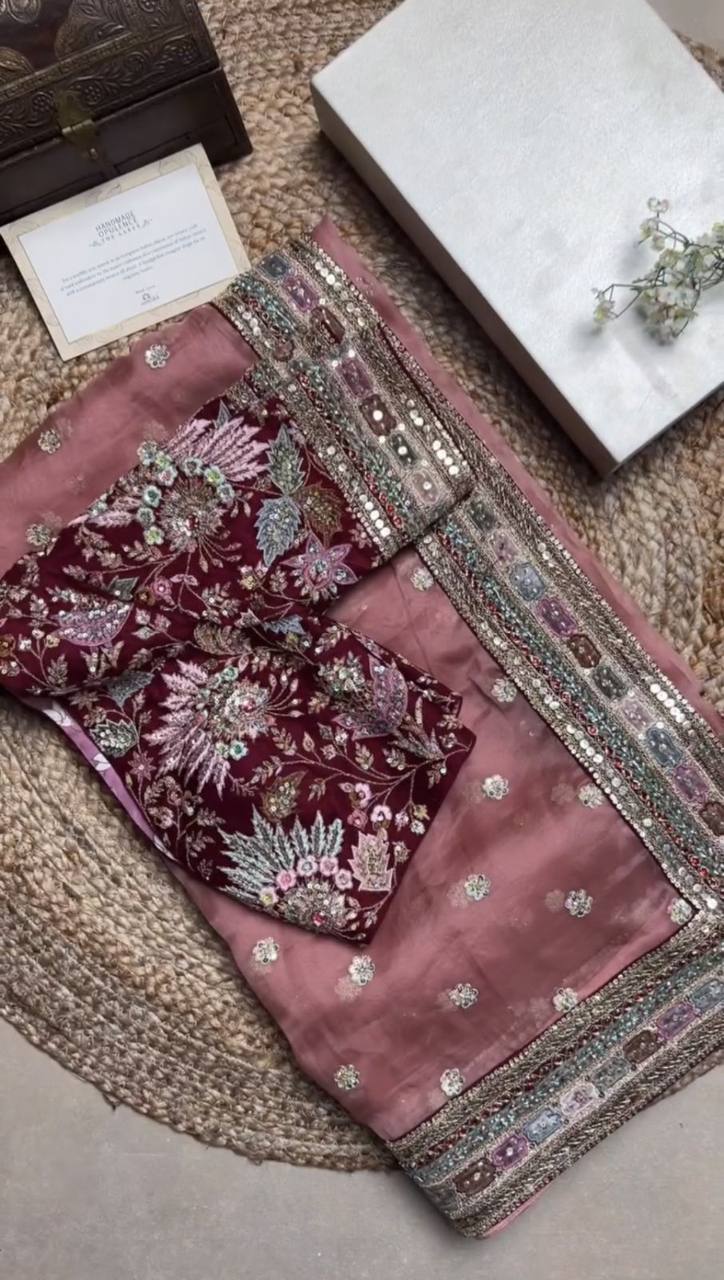 New Designer Saree on Havy Organza Silk Febric with Thred