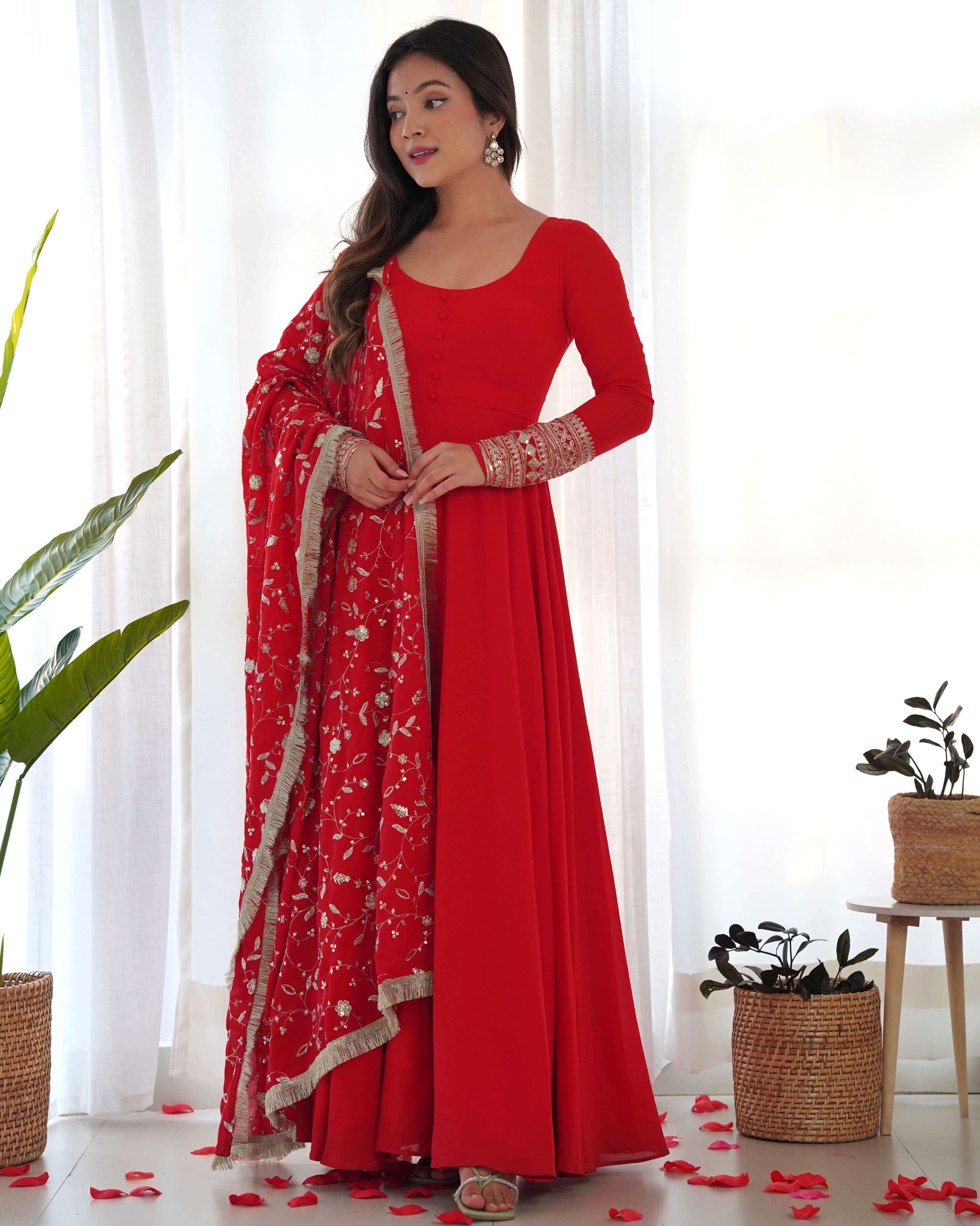 Radiant Faux Georgette Fully Flared Designer Anarkali Pant Suit