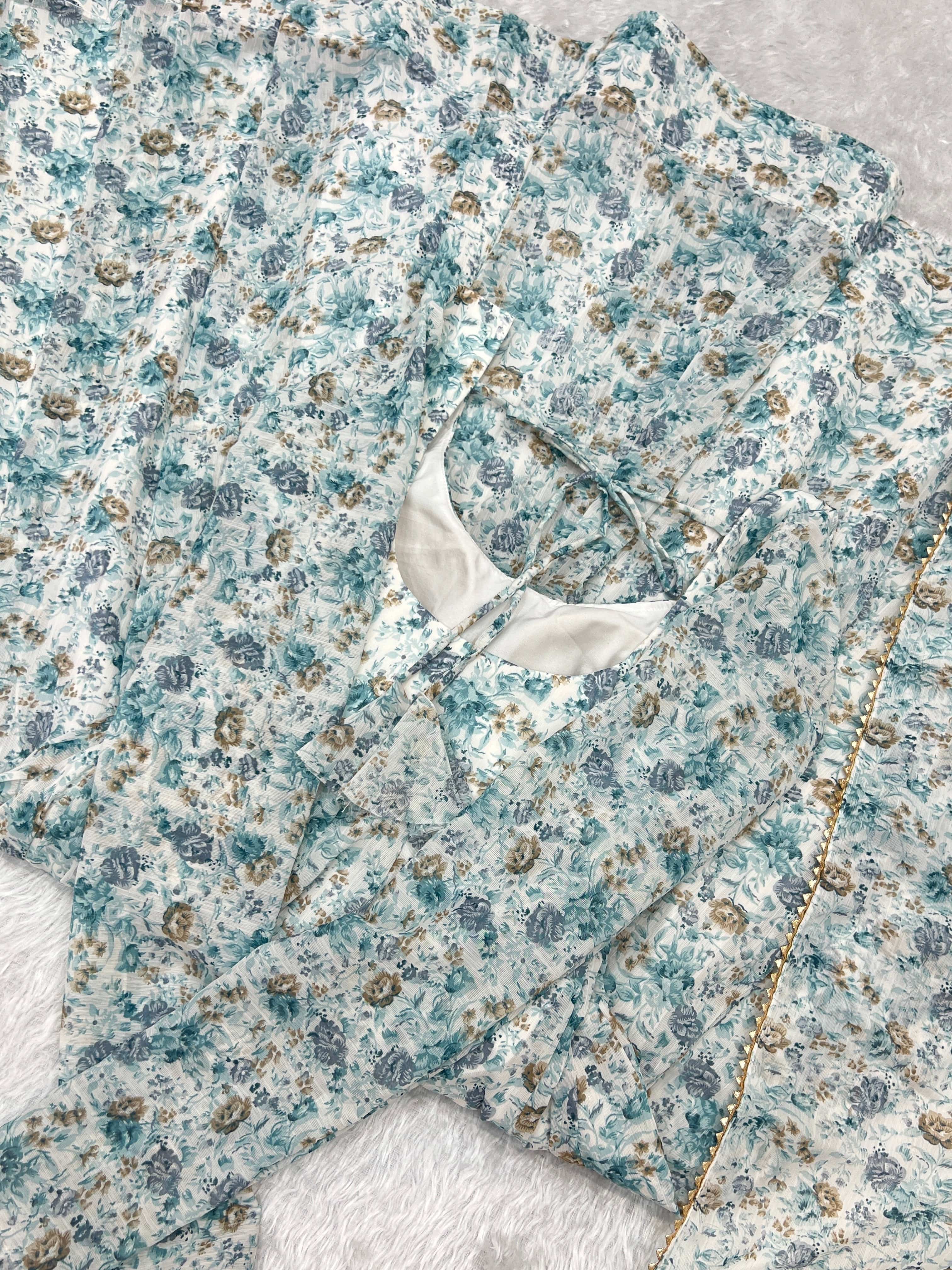 Exquisite Chiffon Floral Digital Printed Fully Stitched Anarkali Pant Suit