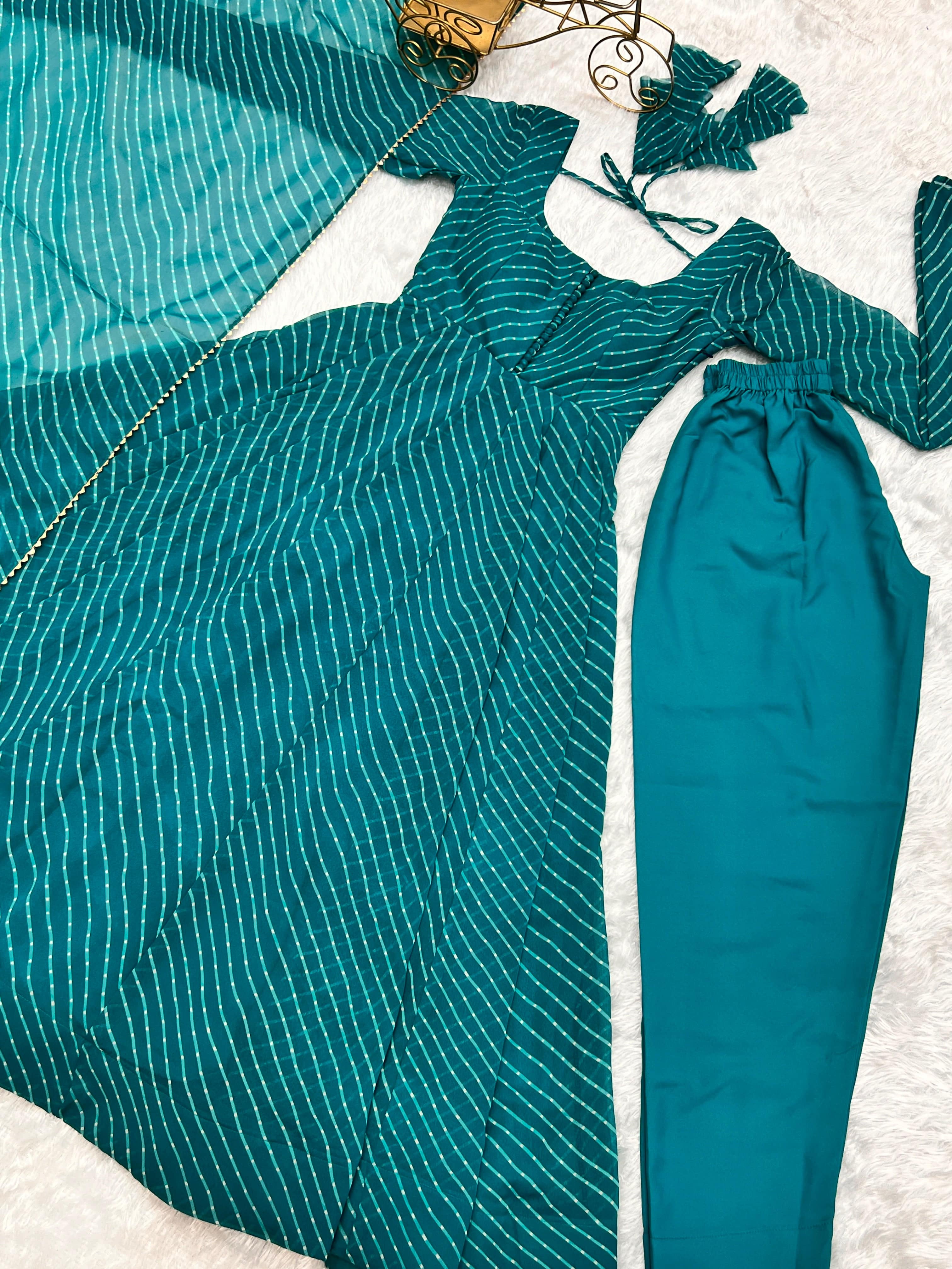 Splendid Faux Georgette Printed Fully Stitched Anarkali Pant Suit