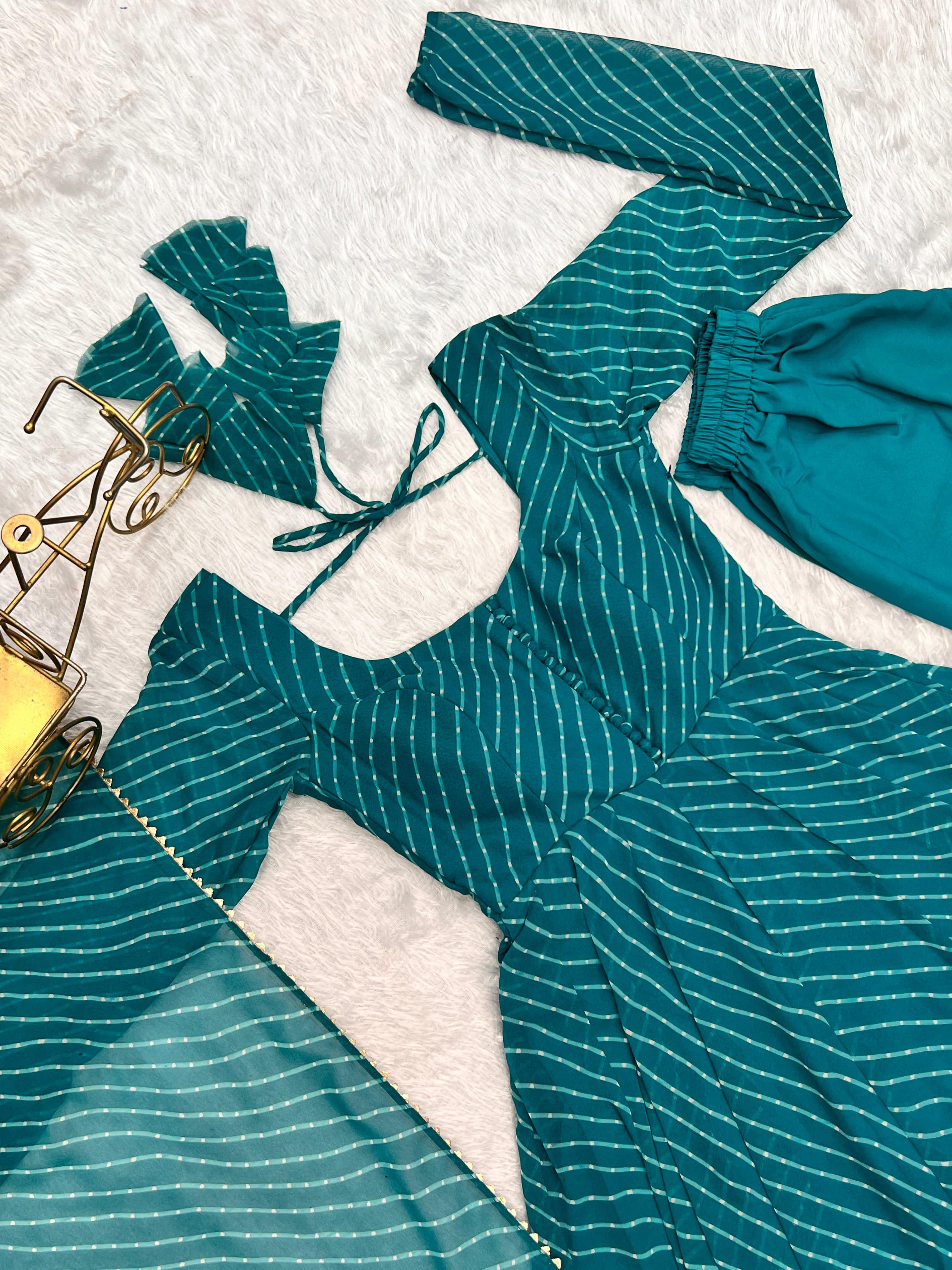 Splendid Faux Georgette Printed Fully Stitched Anarkali Pant Suit