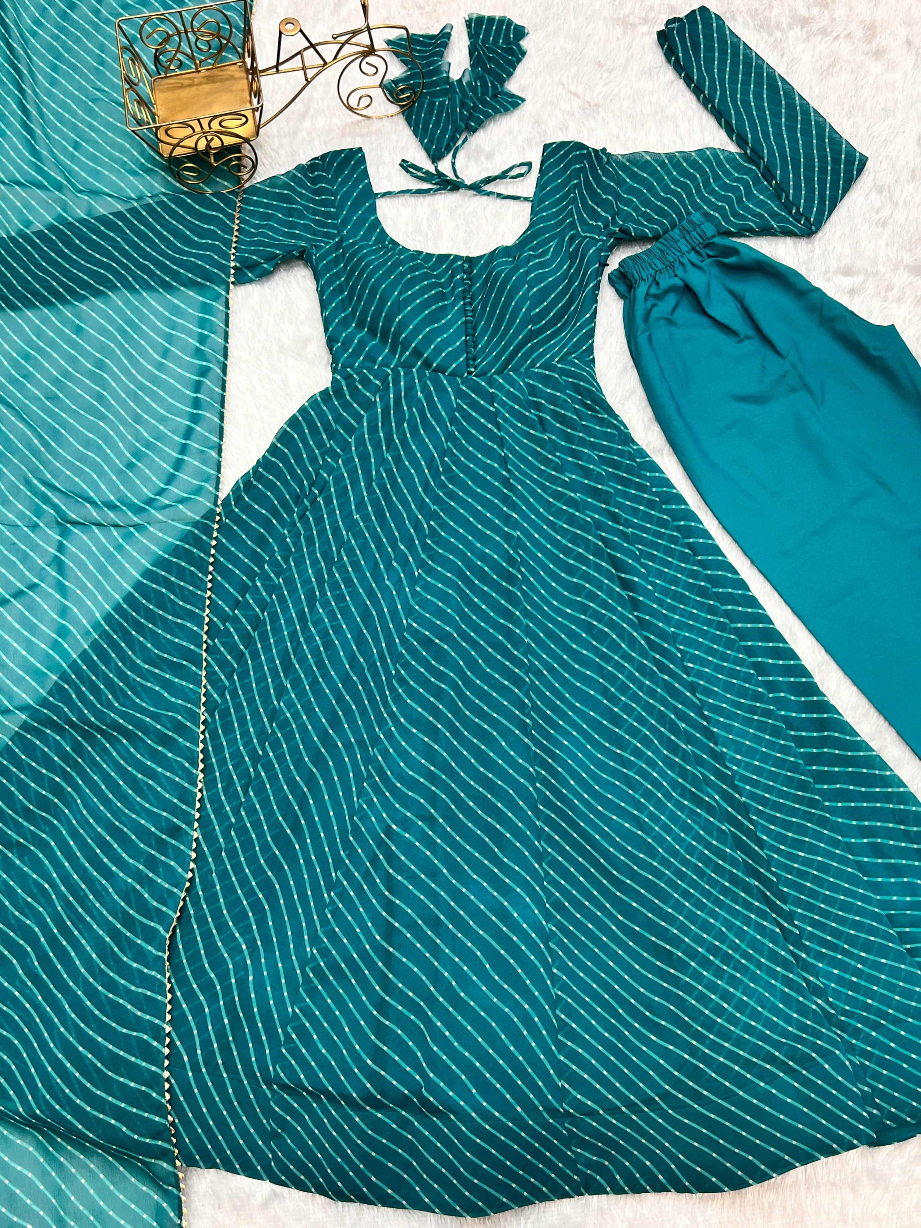 Splendid Faux Georgette Printed Fully Stitched Anarkali Pant Suit