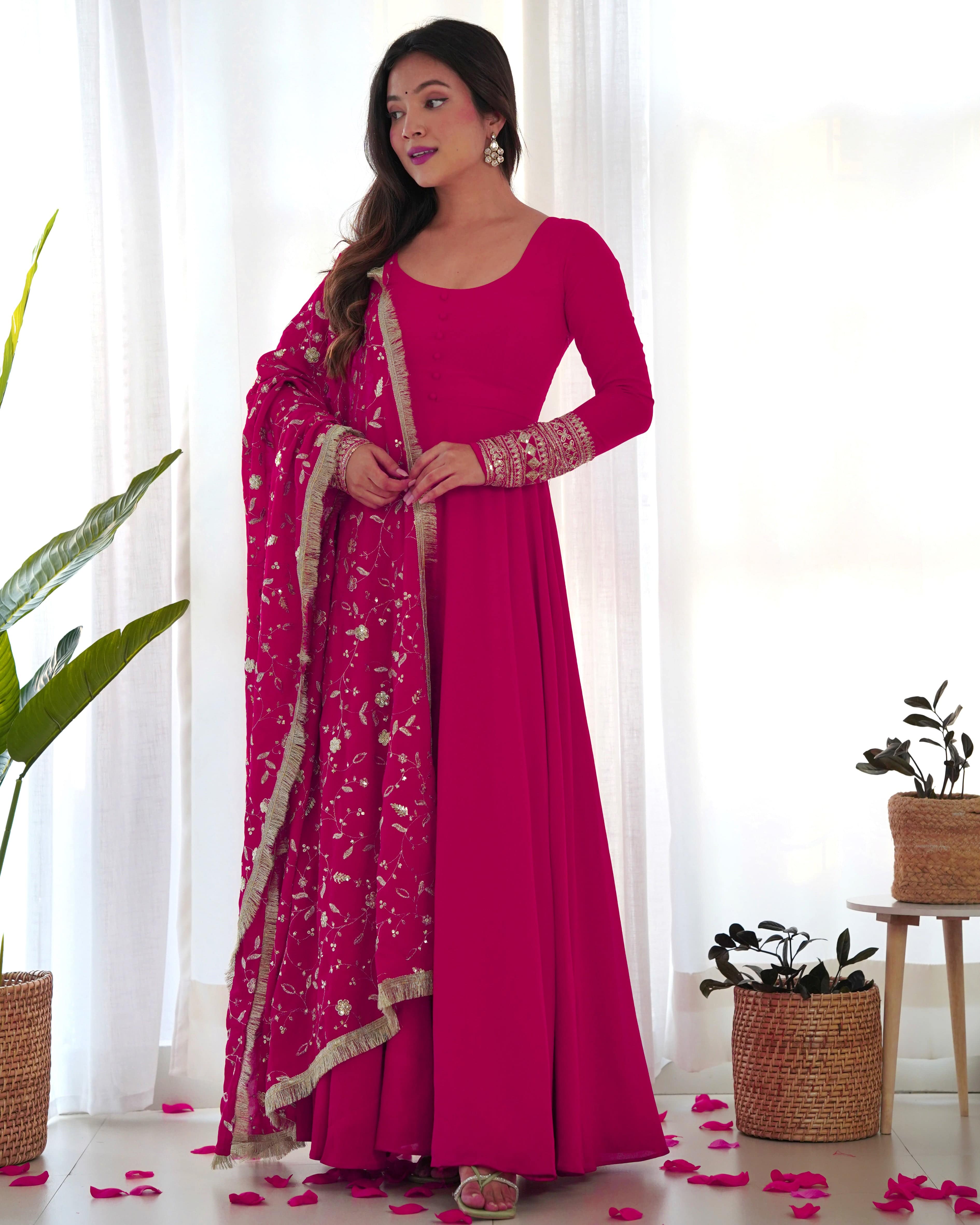 Radiant Faux Georgette Fully Flared Designer Anarkali Pant Suit
