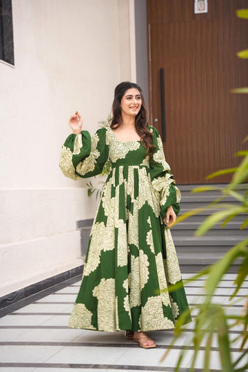 Mehndi Premium Georgette Anarkali Gown