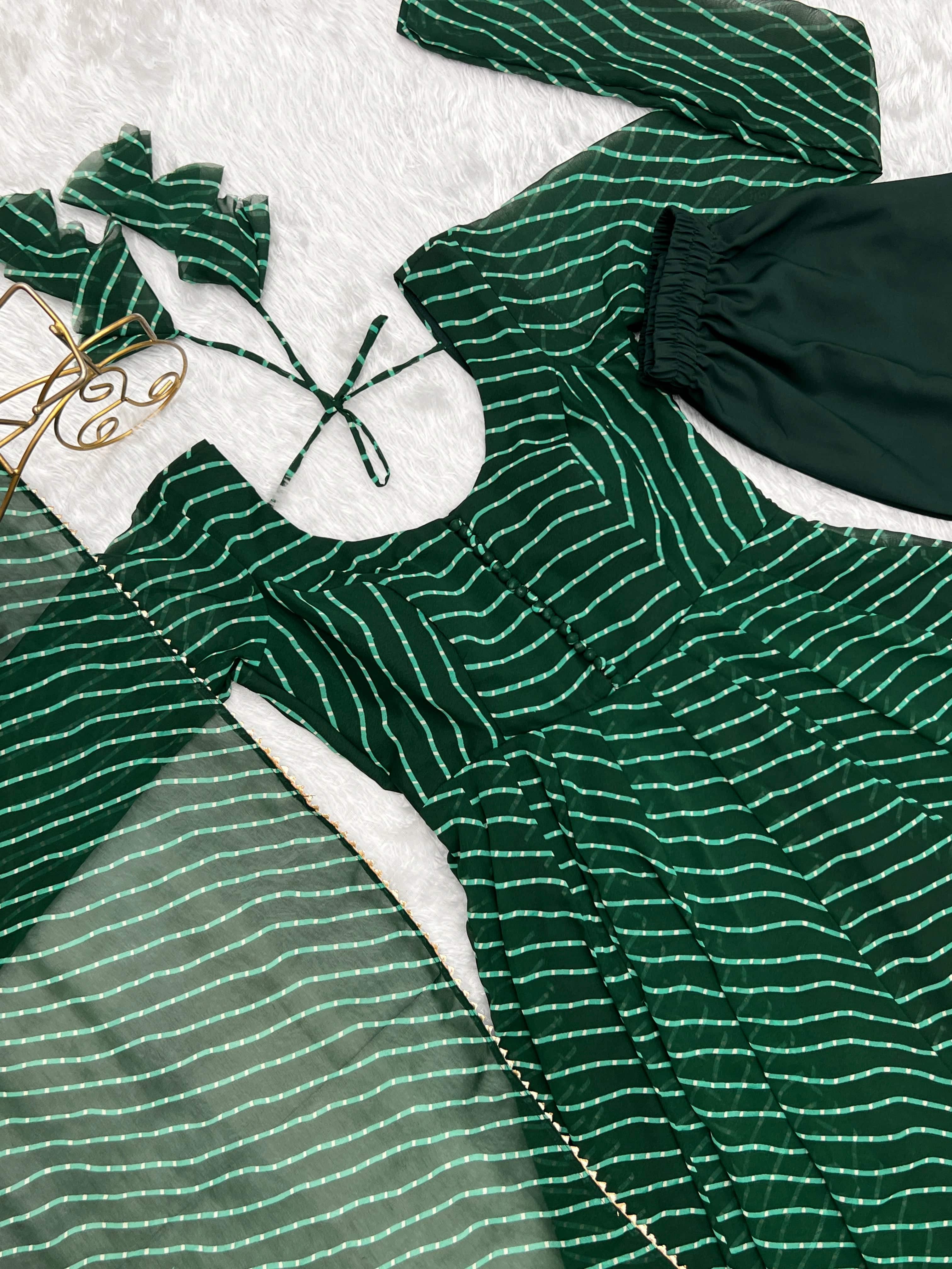 Splendid Faux Georgette Printed Fully Stitched Anarkali Pant Suit