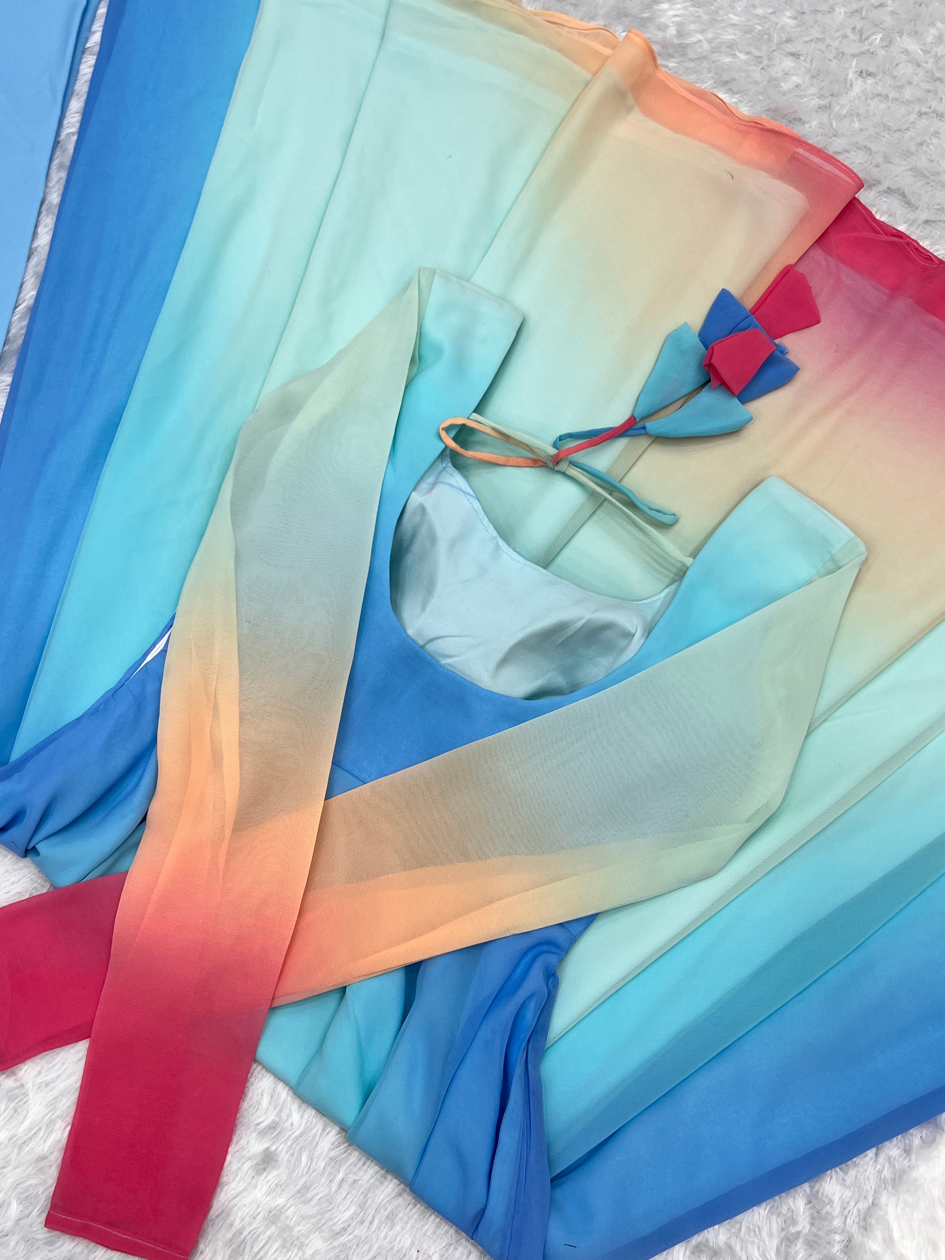 Enchanting Shaded Faux Georgette Fully Stitched Anarkali Pant Suit