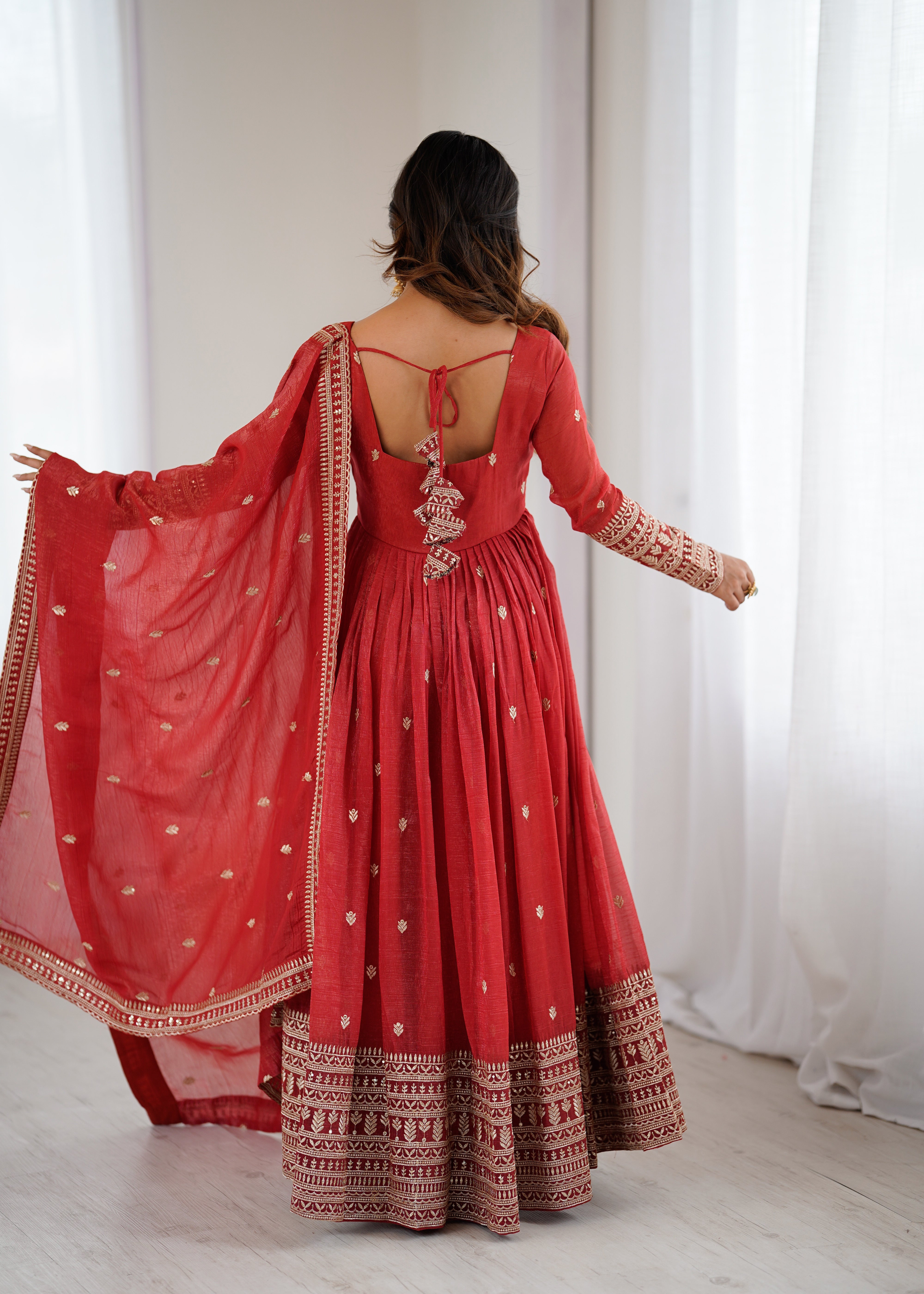 Ruhani Red Premium Quality Anarkali Suit Set