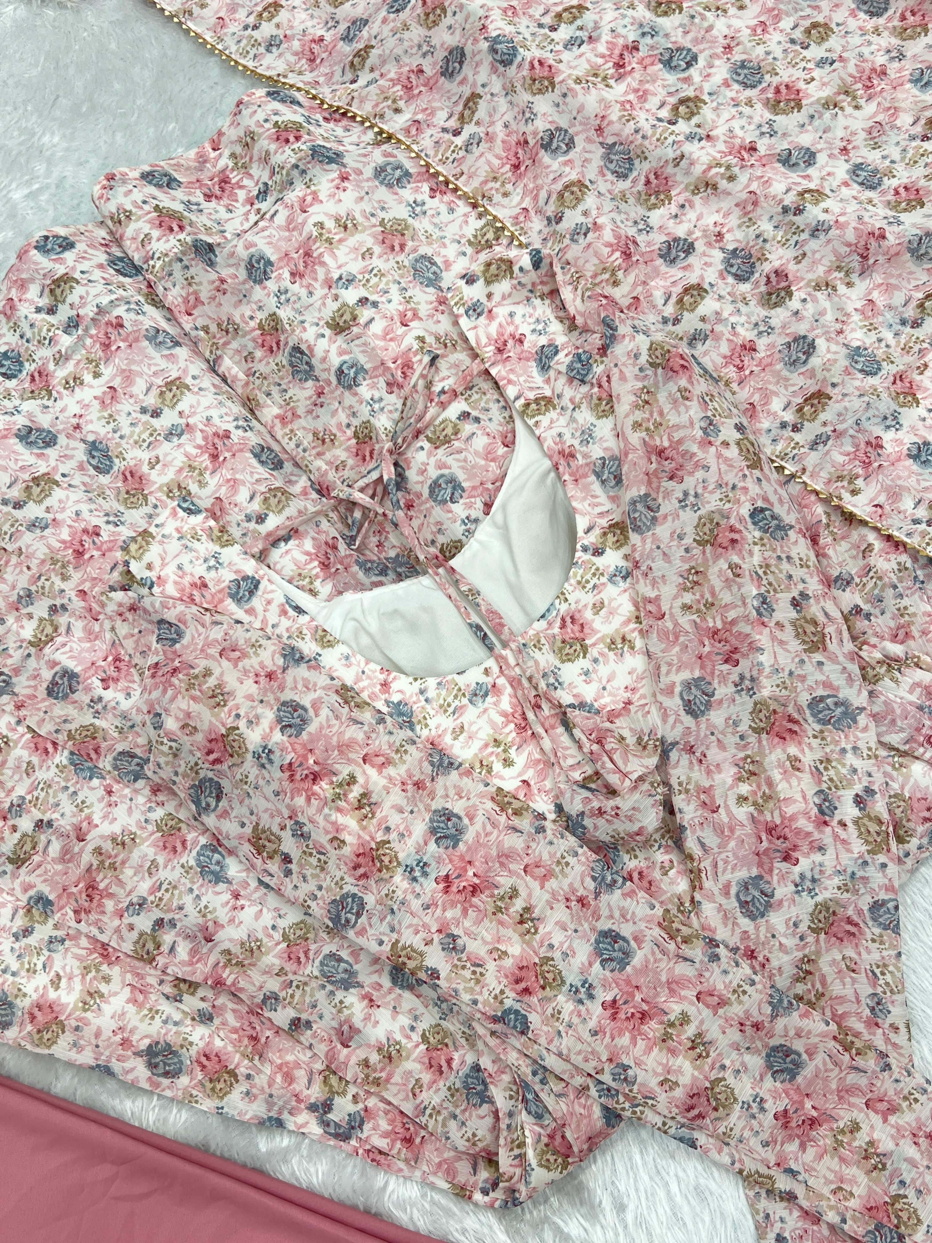 Exquisite Chiffon Floral Digital Printed Fully Stitched Anarkali Pant Suit