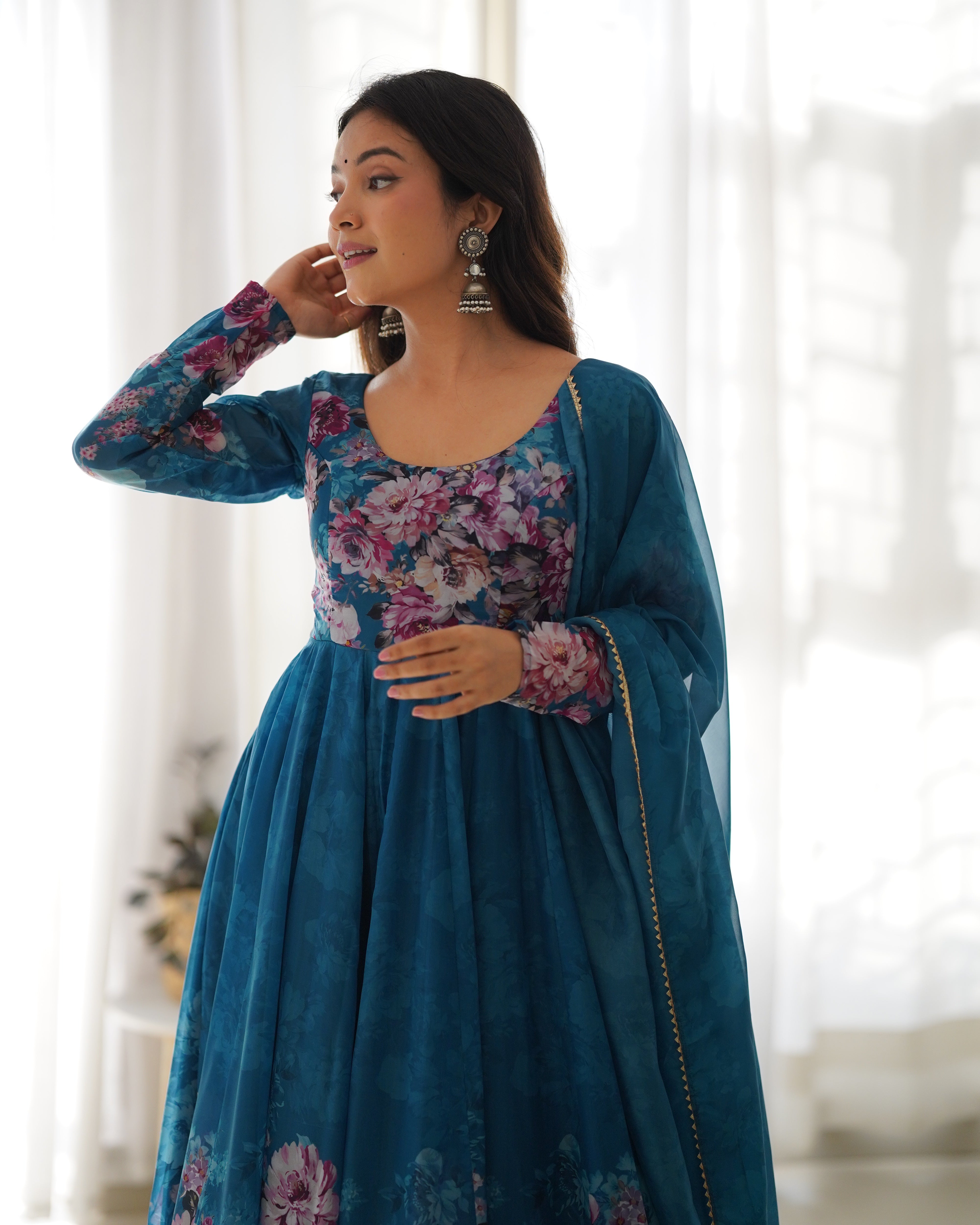 Premium Quality Silk Gown Anarkali Suit Set
