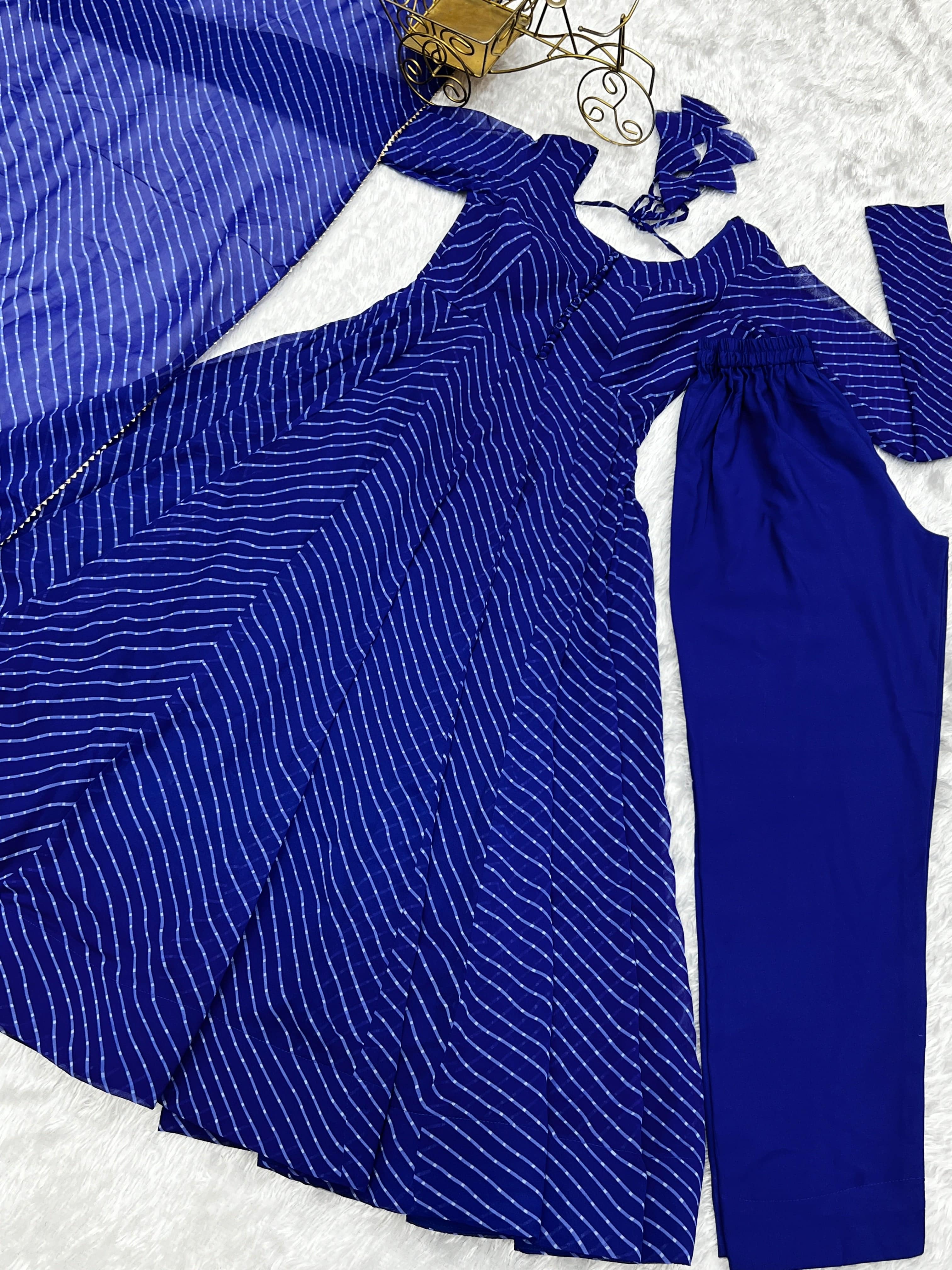 Splendid Faux Georgette Printed Fully Stitched Anarkali Pant Suit