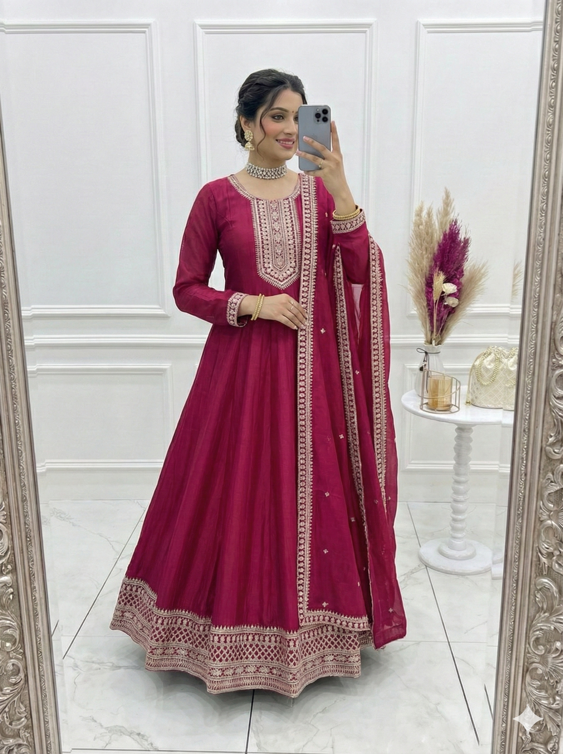 Rani Sequin Embroidered Anarkali Gown
