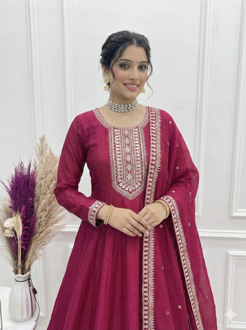 Rani Sequin Embroidered Anarkali Gown