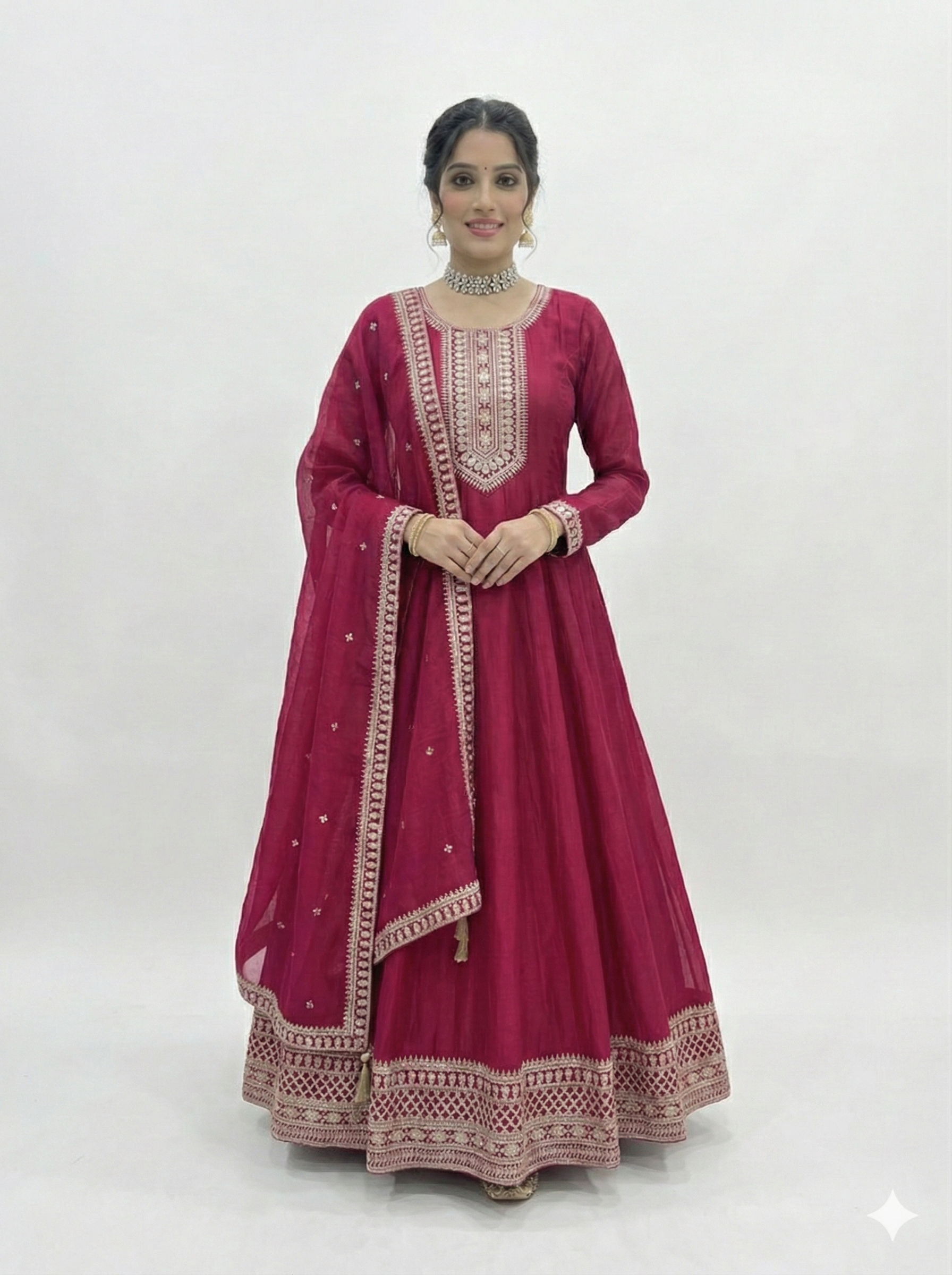 Dark Piink Shades Premium Quality Anarkali Suit Set