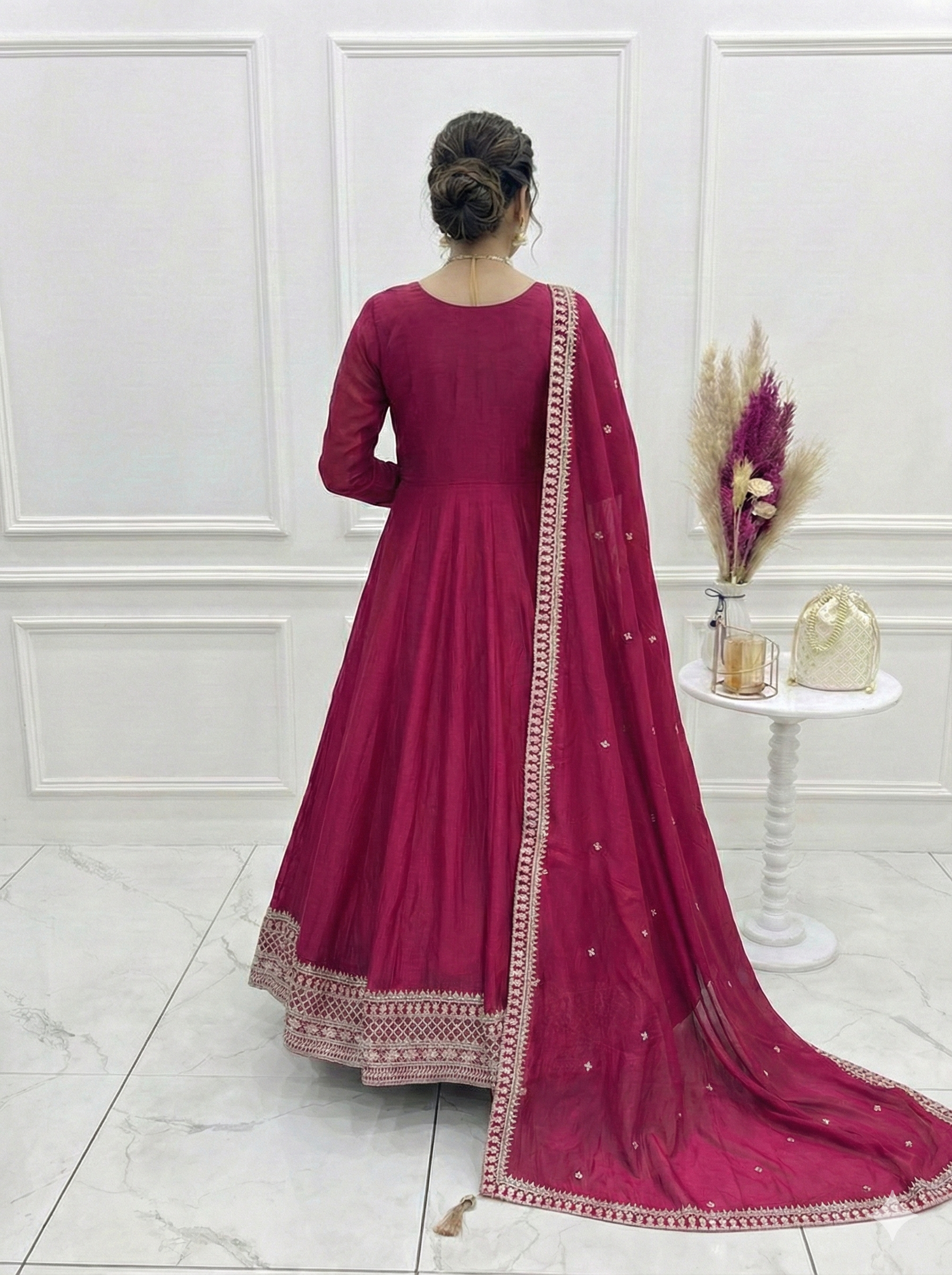 Dark Piink Shades Premium Quality Anarkali Suit Set