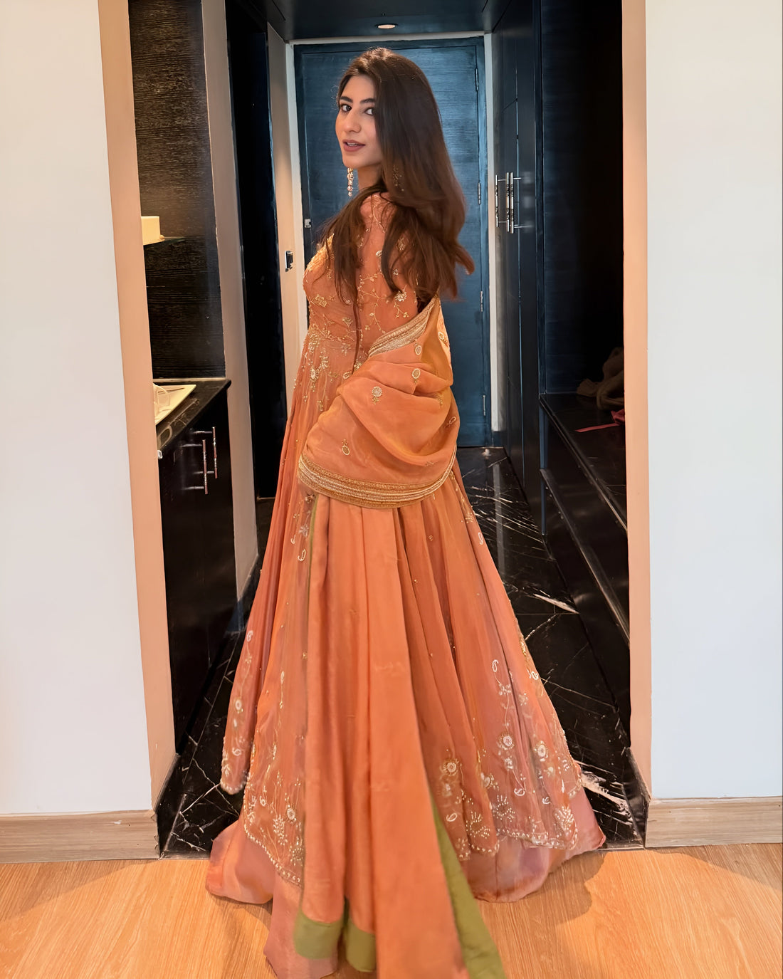 Star Georgette Sequin Zari Anarkali Lehenga Set
