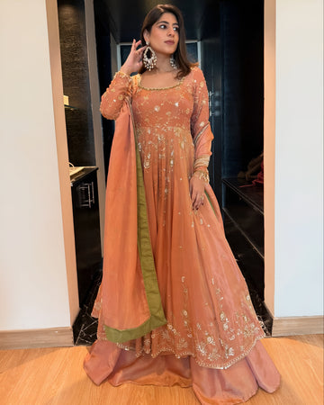 Star Georgette Sequin Zari Anarkali Lehenga Set