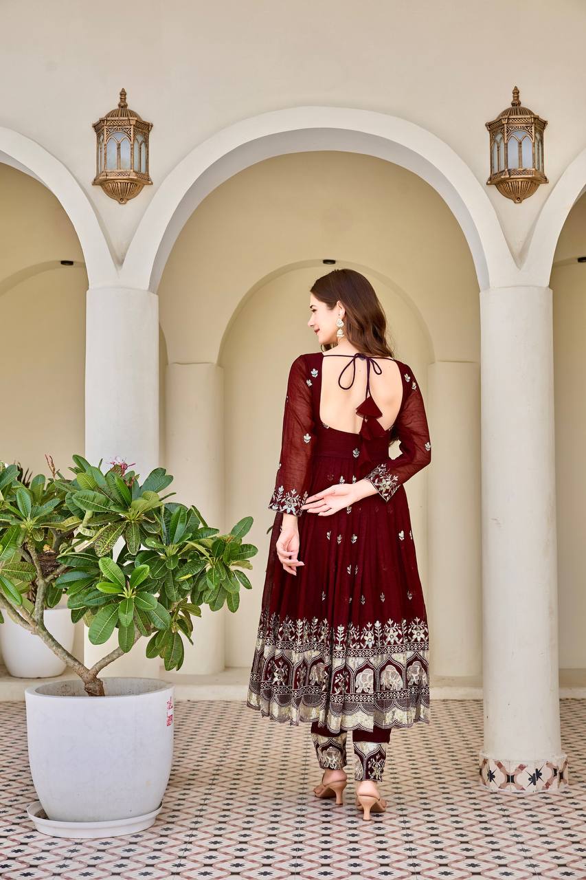 Crunchy Silk Anarkali Premium Suit Set