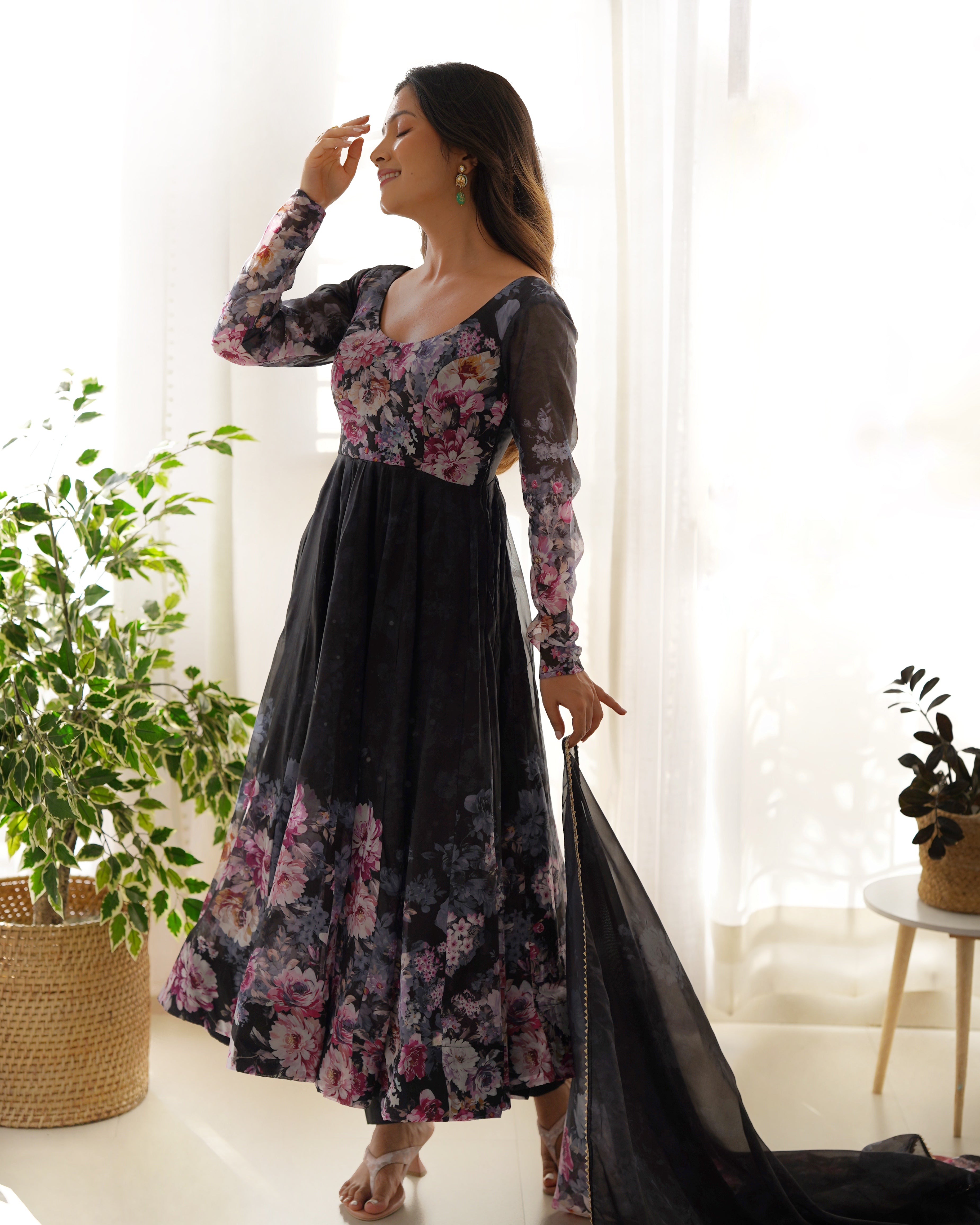 Premium Quality Silk Gown Anarkali Suit Set