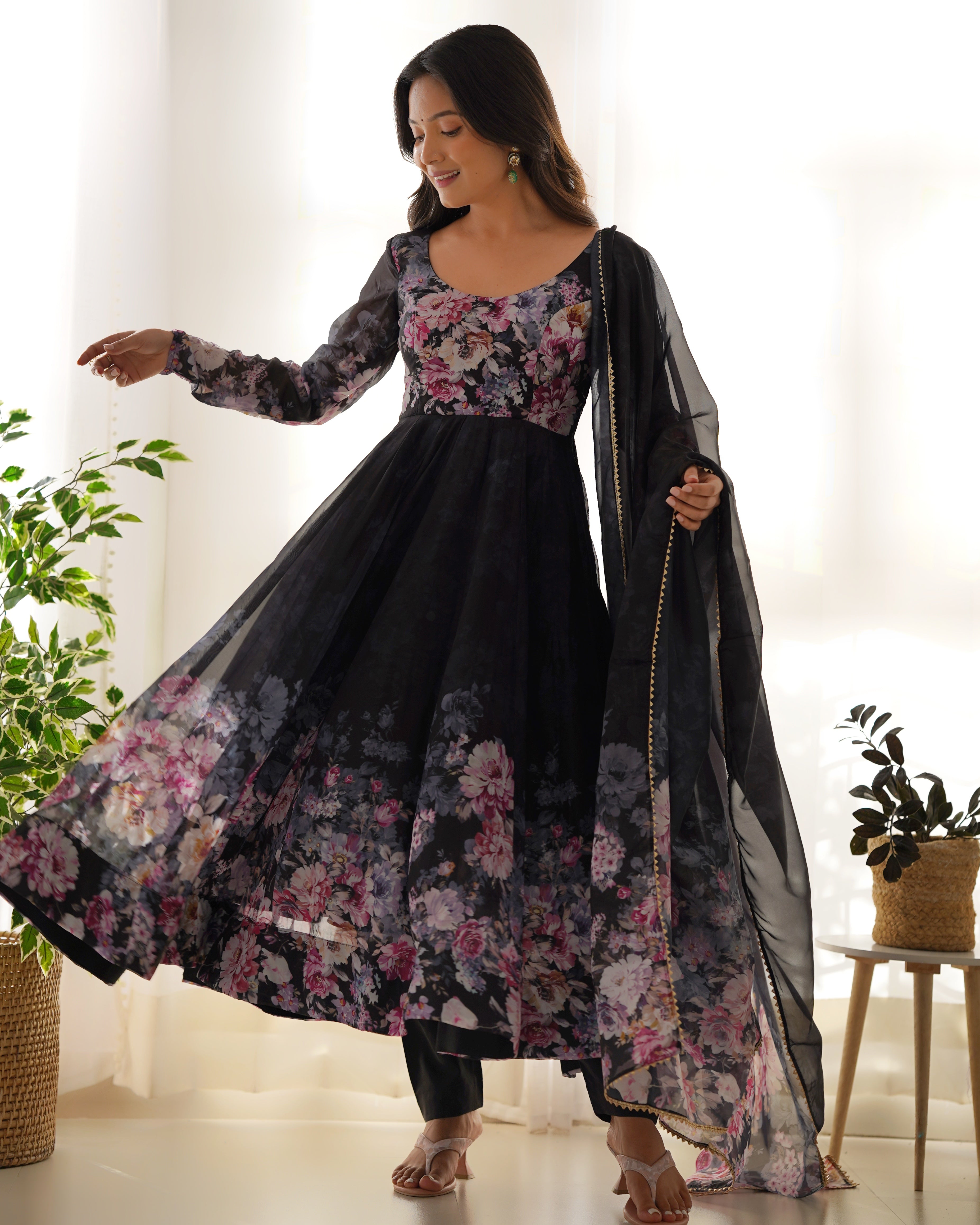 Premium Quality Silk Gown Anarkali Suit Set