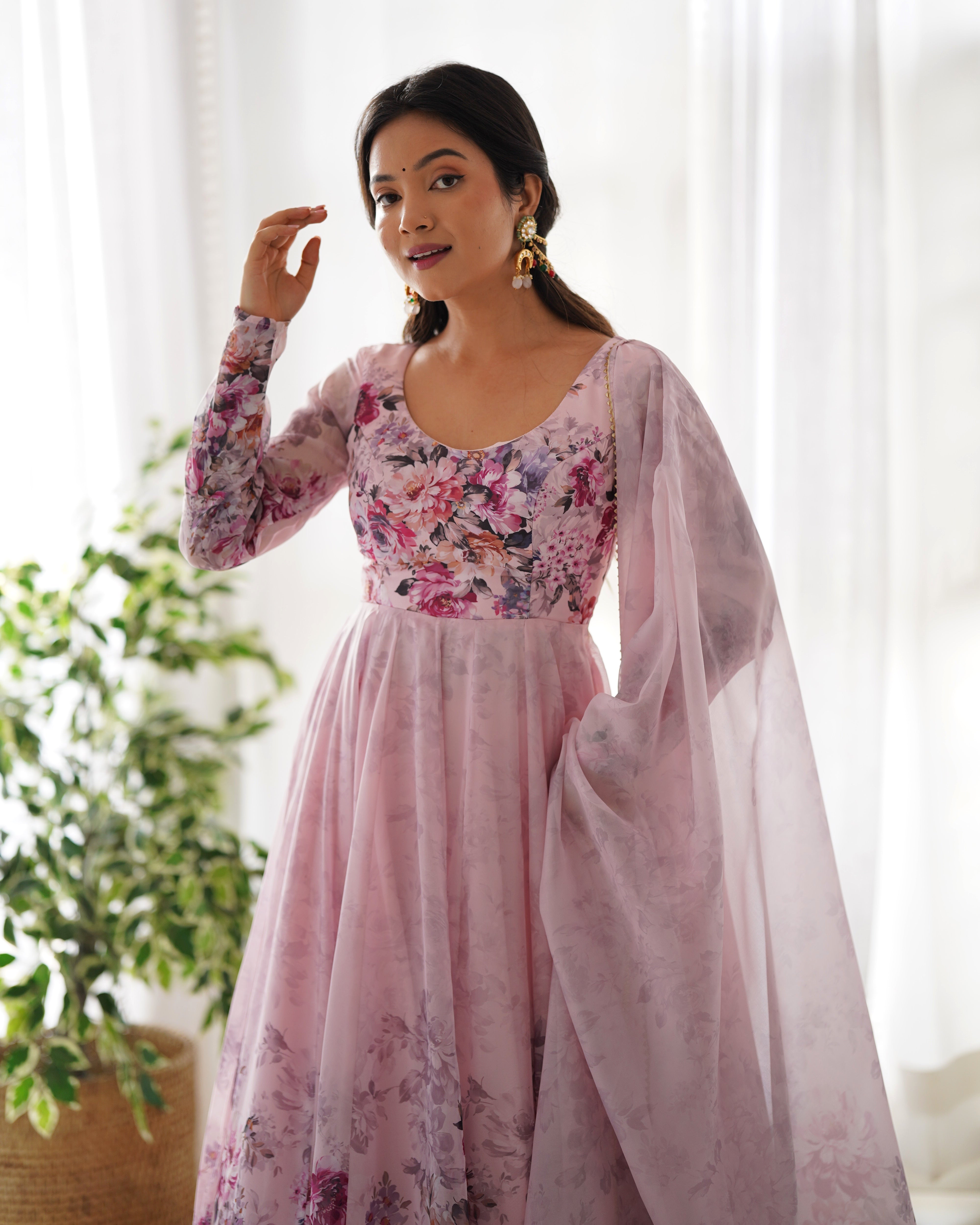 Premium Quality Silk Gown Anarkali Suit Set