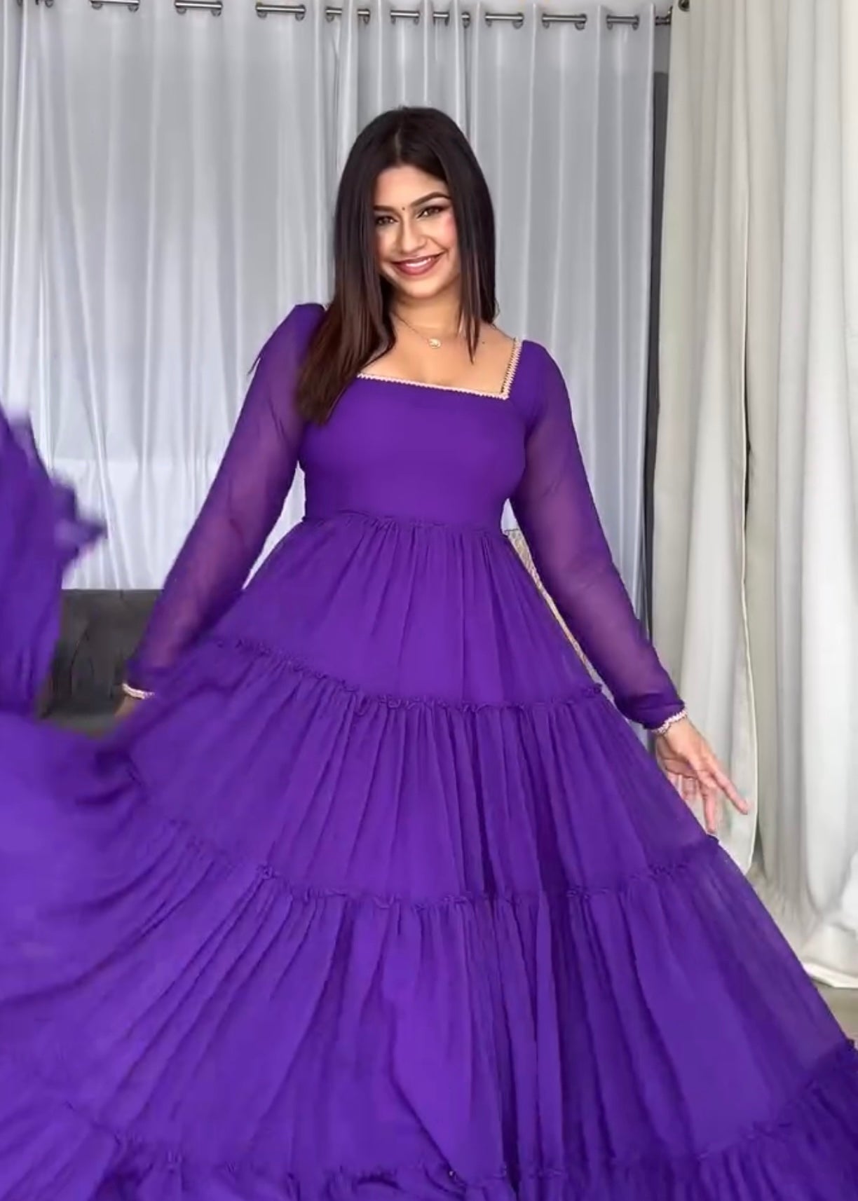 Royal Purple 17-Meter Flair Anarkali Dress