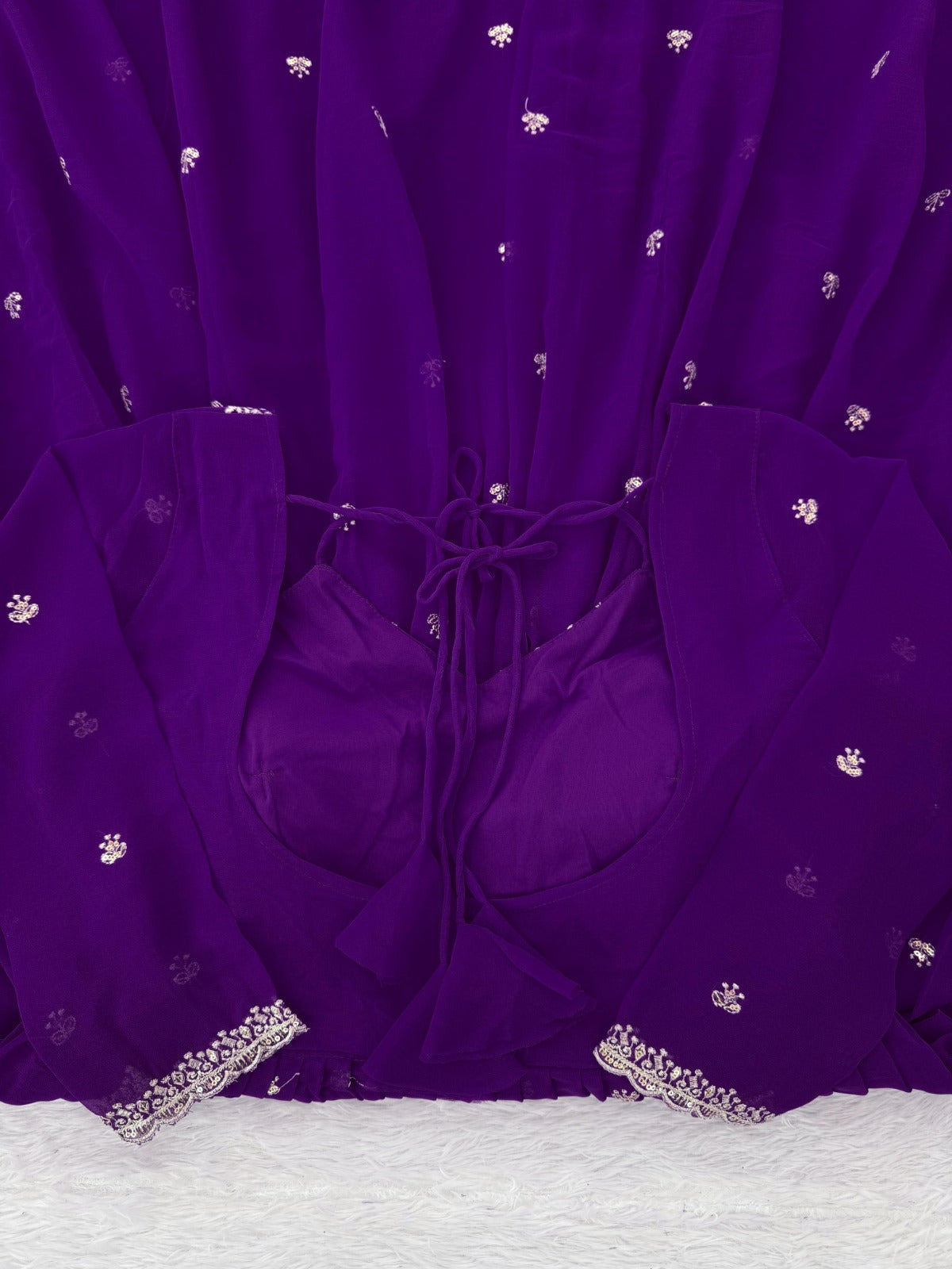 Purple Georgette Anarkali Suit With Silver Embellishments And Dupatta