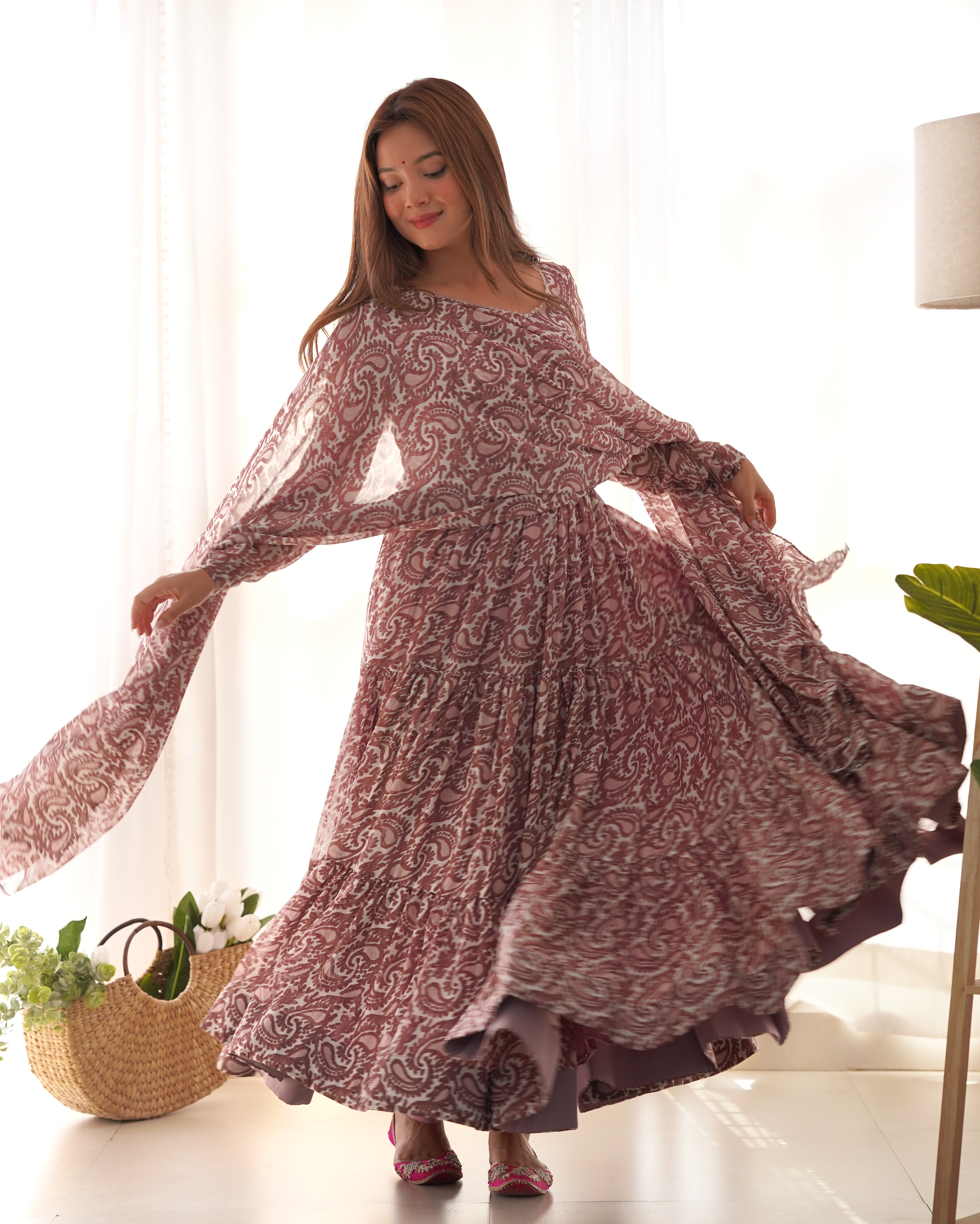 Amazing Digital Printed Faux Georgette Anarkali Pant Suit