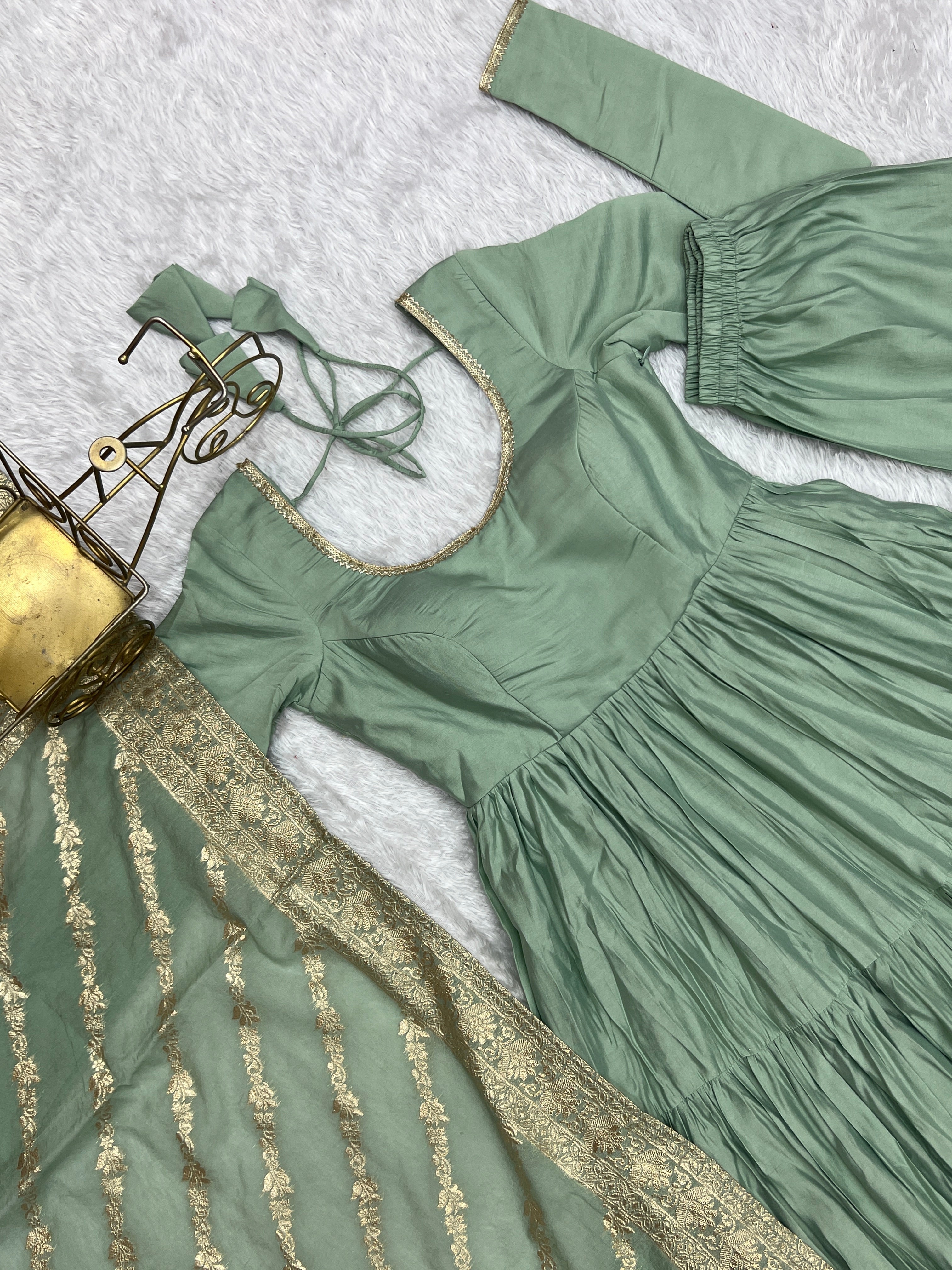 Elegant Pure Roman Silk 9 Mtr Flared Designer Anarkali Suit